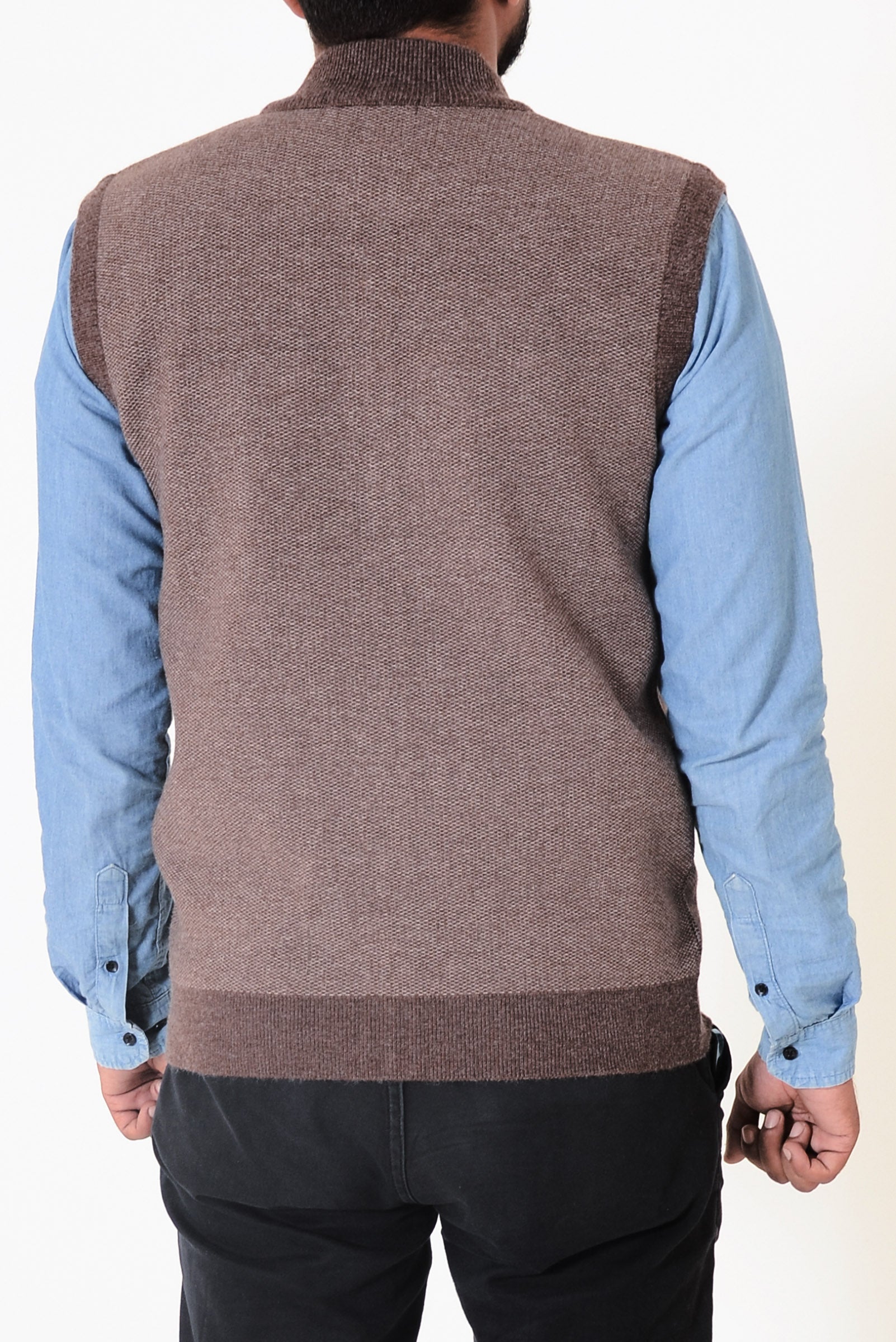 Soft Acrylic Wool Sleeveless Zipper Sweater