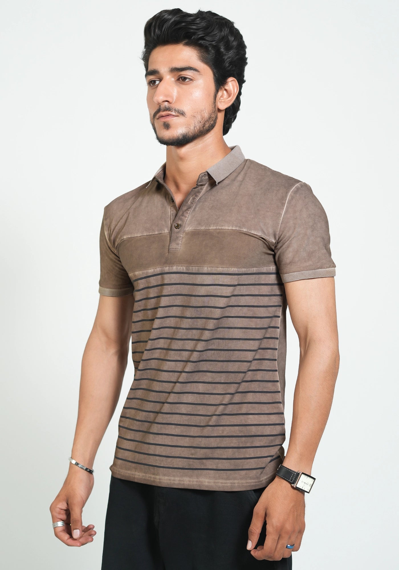Faded Garment Dye Slim Fit Polo Shirt