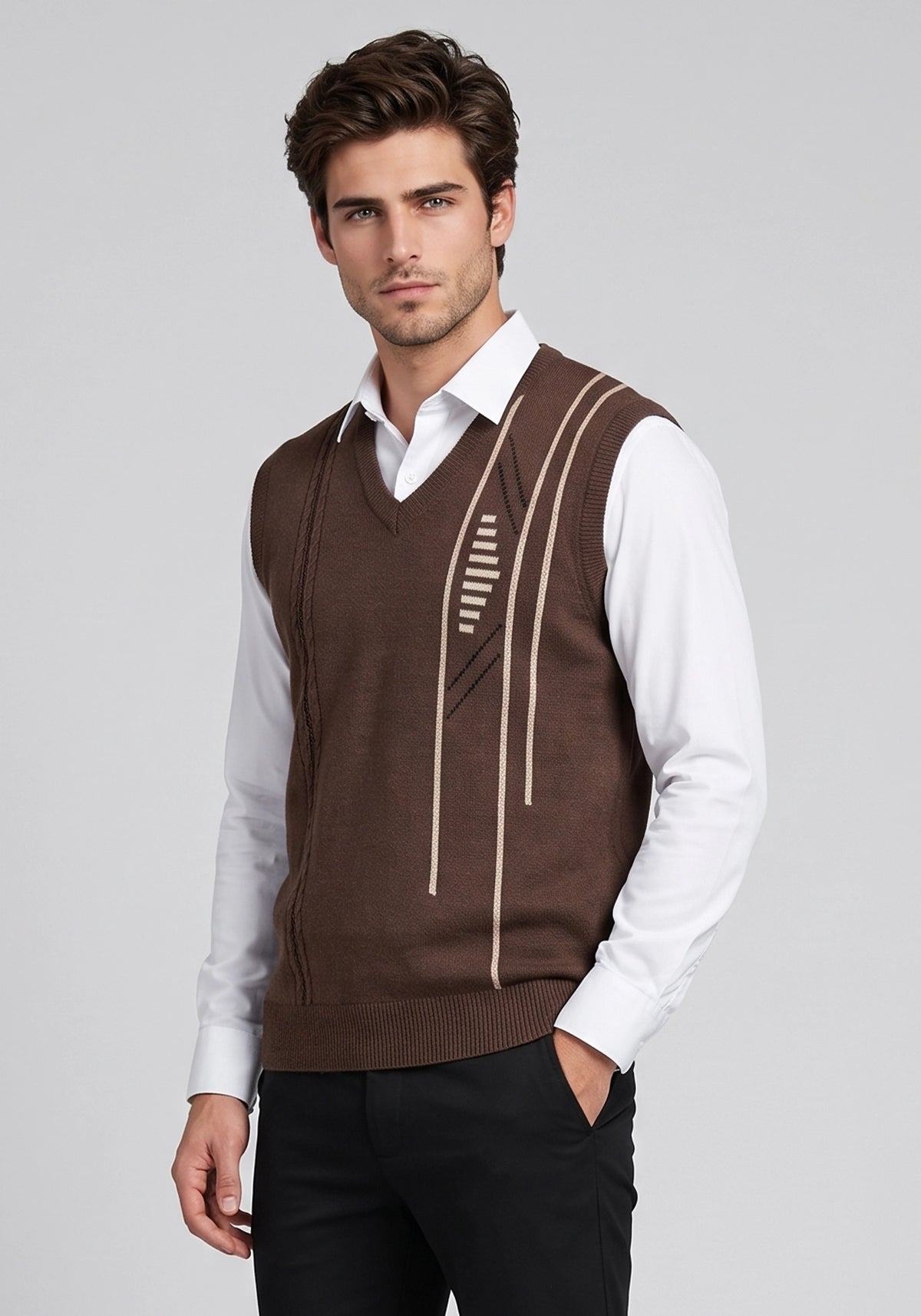 100% Lambswool Brown Sleeveless
