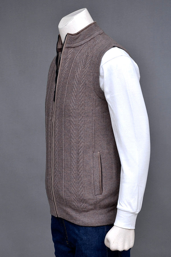 Soft Acrylic Wool Sleeveless Zipper Sweater