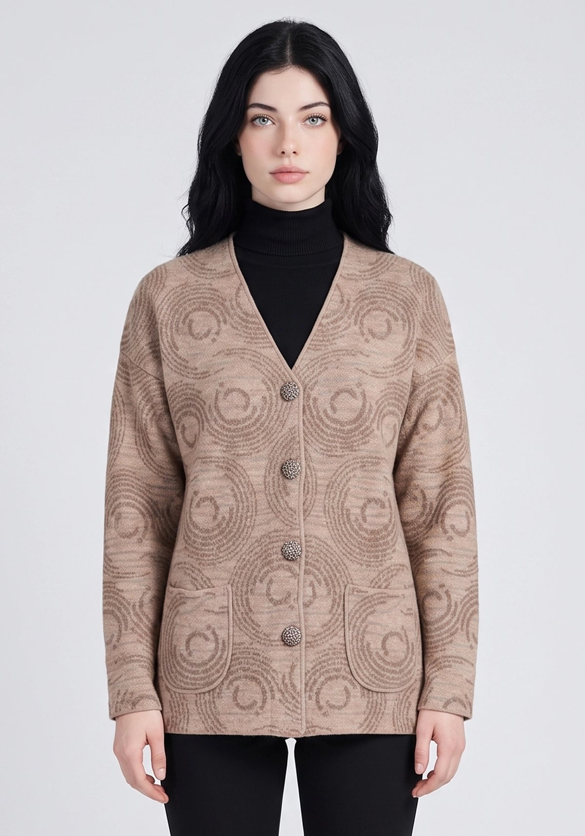 Soft Acrylic Wool Brown Cardigan