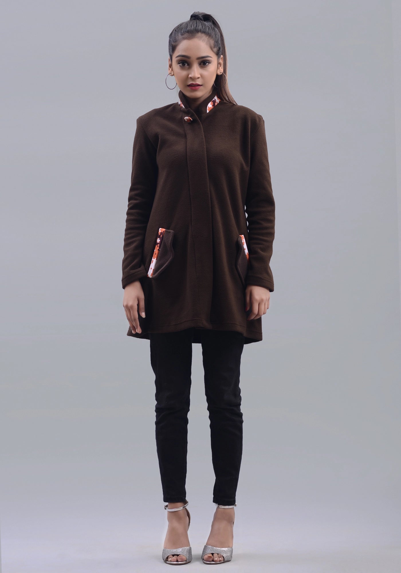 Ladies Brown Polar Fleece Jacket