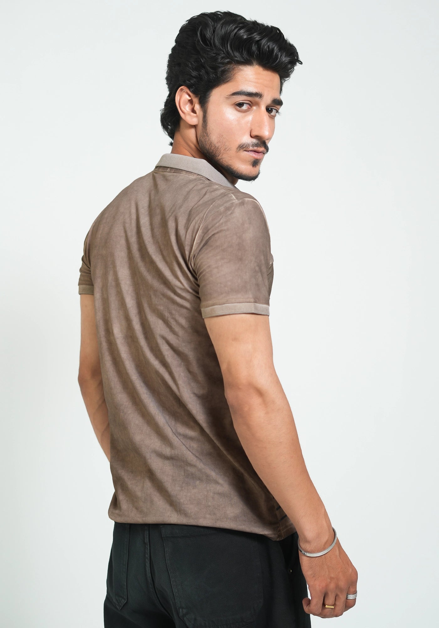 Faded Garment Dye Slim Fit Polo Shirt