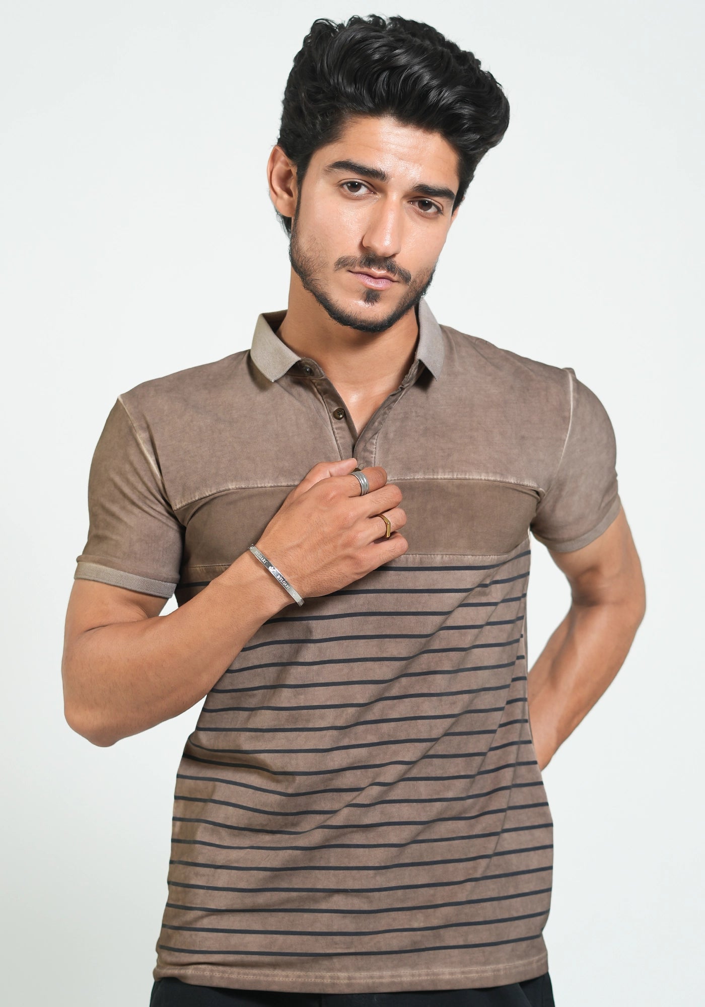 Faded Garment Dye Slim Fit Polo Shirt