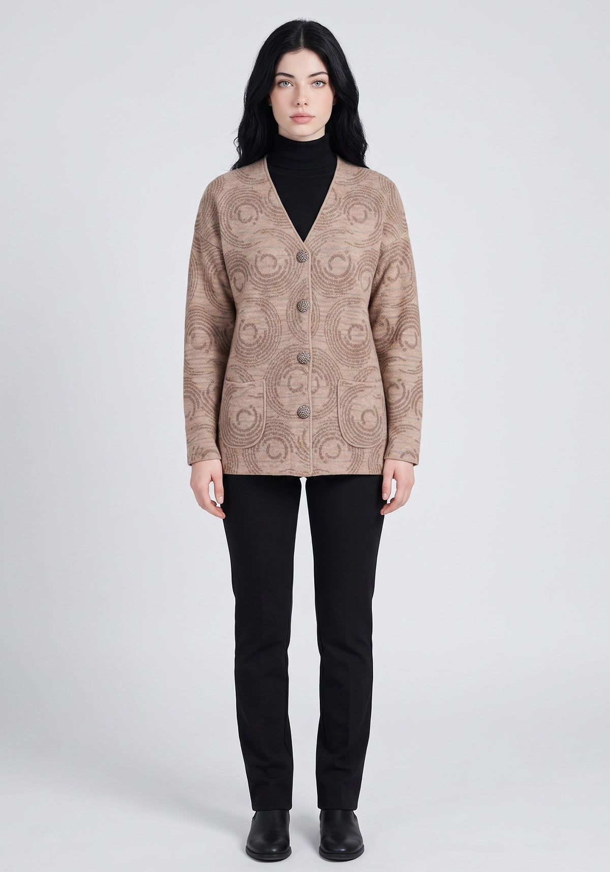 Soft Acrylic Wool Brown Cardigan
