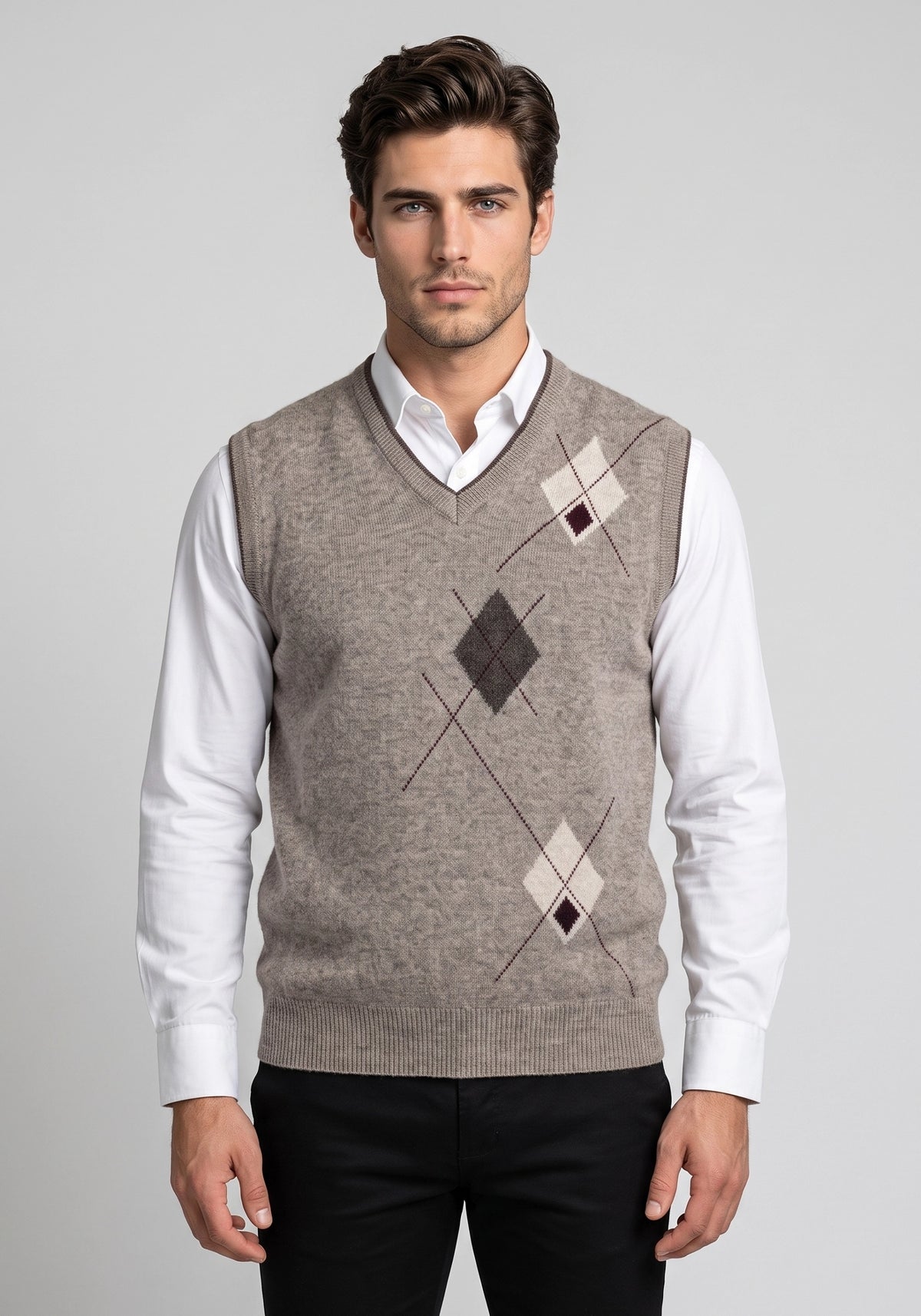 100% Lambswool Camel Mix Sleeveless
