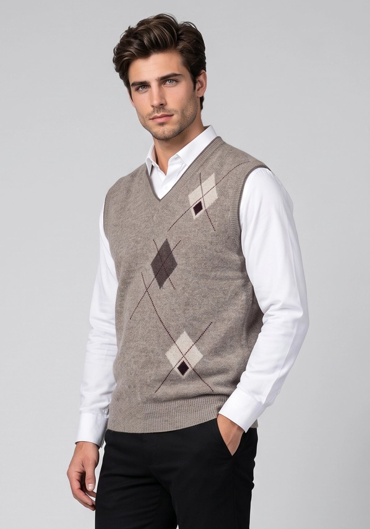 100% Lambswool Camel Mix Sleeveless