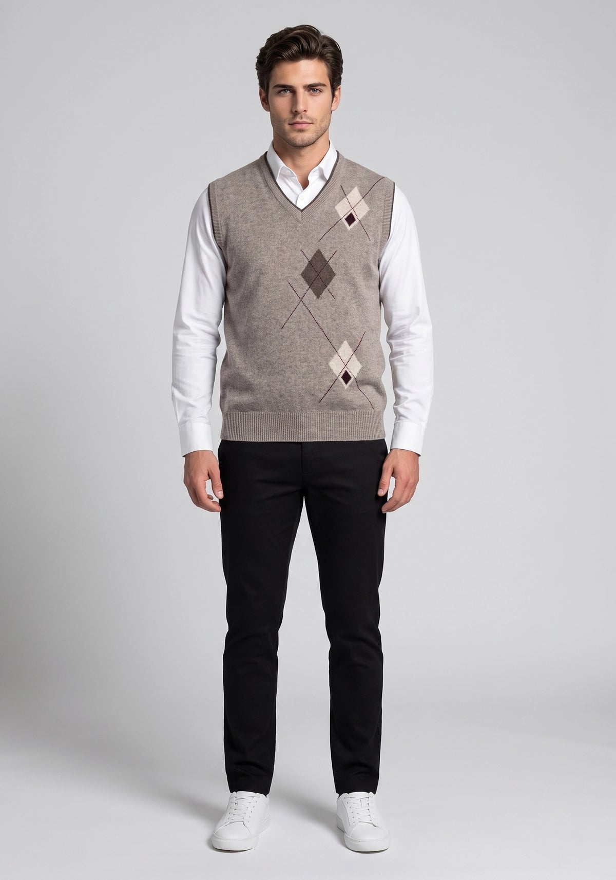 100% Lambswool Camel Mix Sleeveless