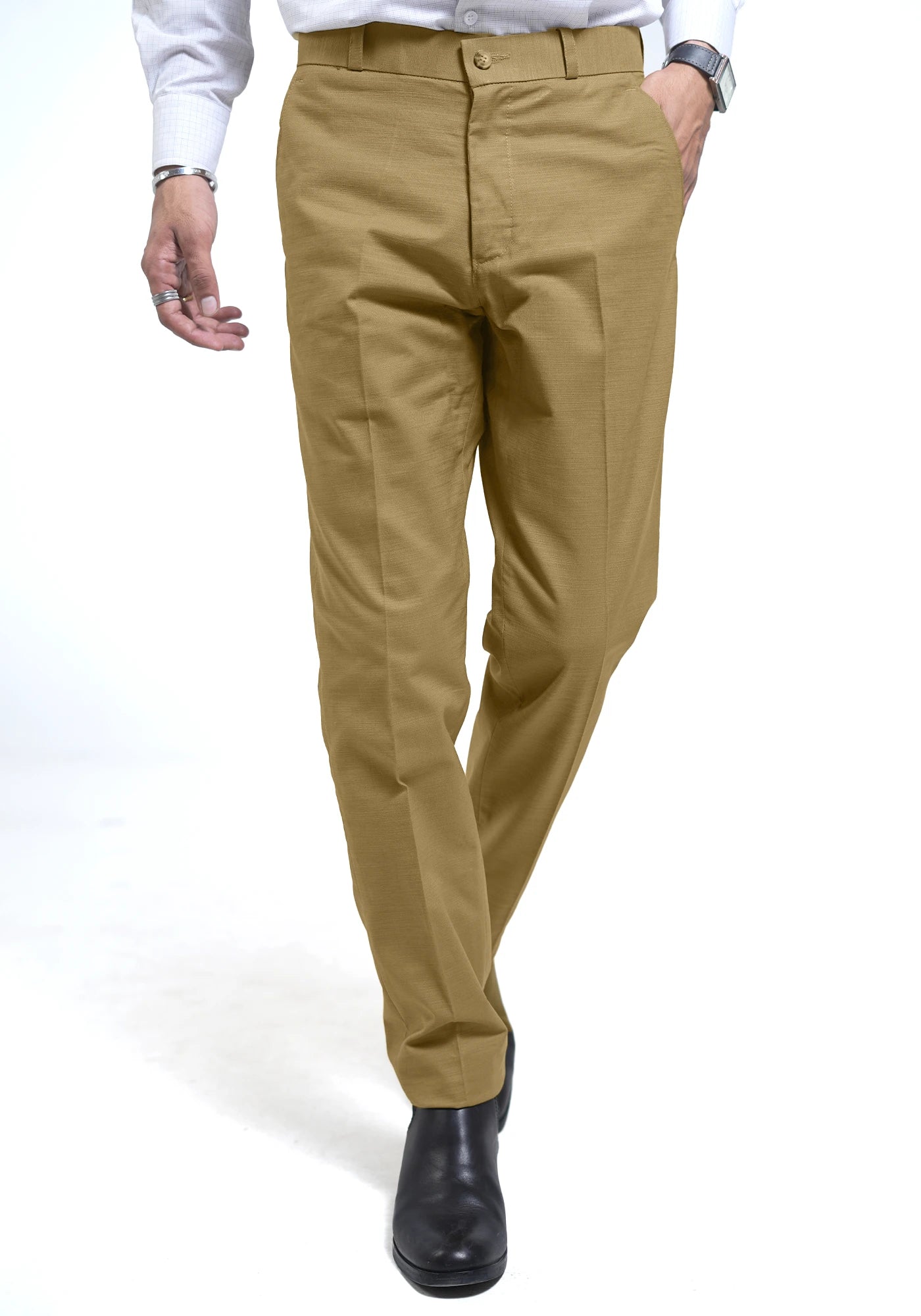 Linen Regular Fit Camel Dress Trouser
