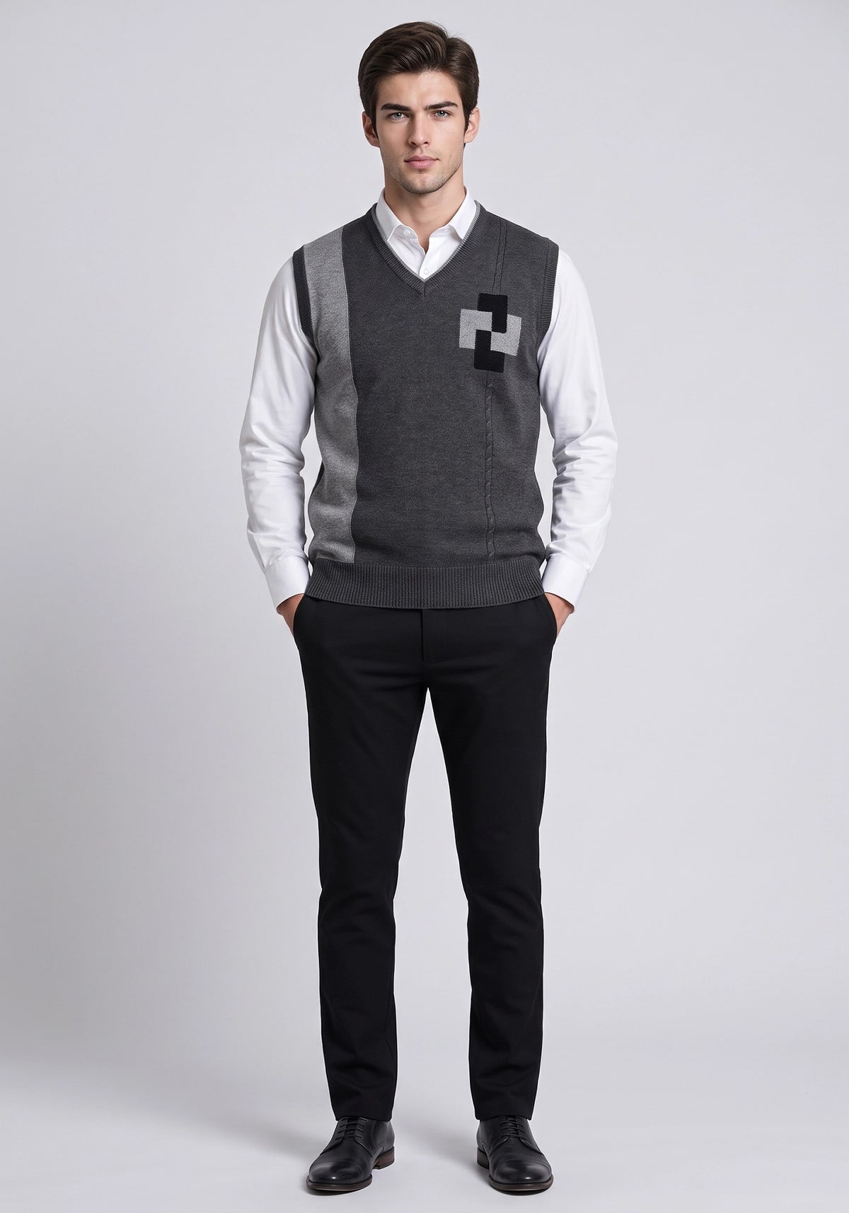 100% Lambswool Charcoal Black Sleeveless