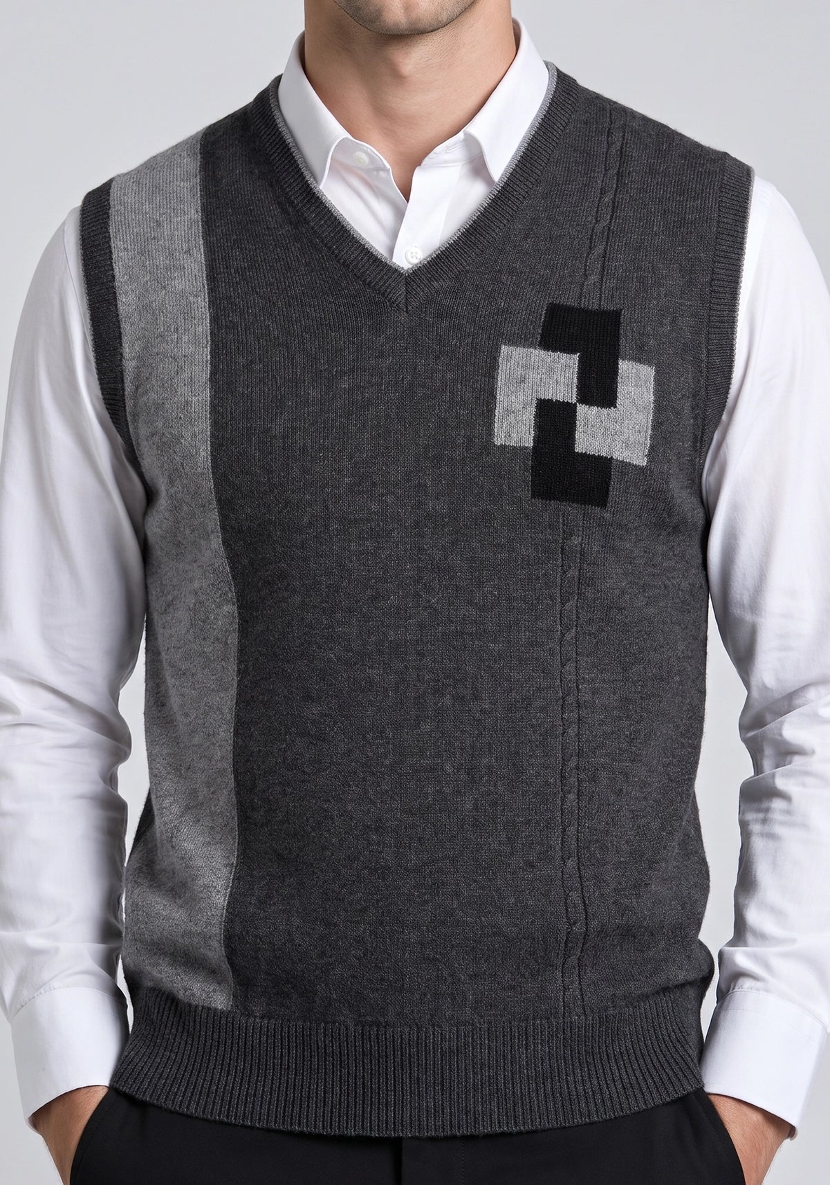 100% Lambswool Charcoal Black Sleeveless