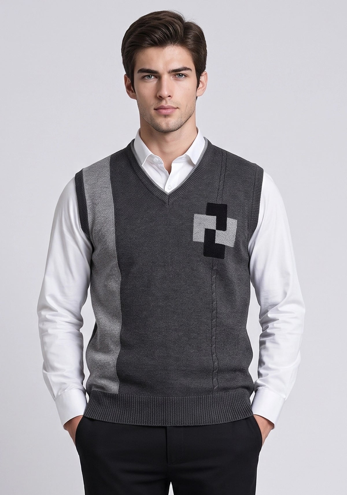 100% Lambswool Charcoal Black Sleeveless