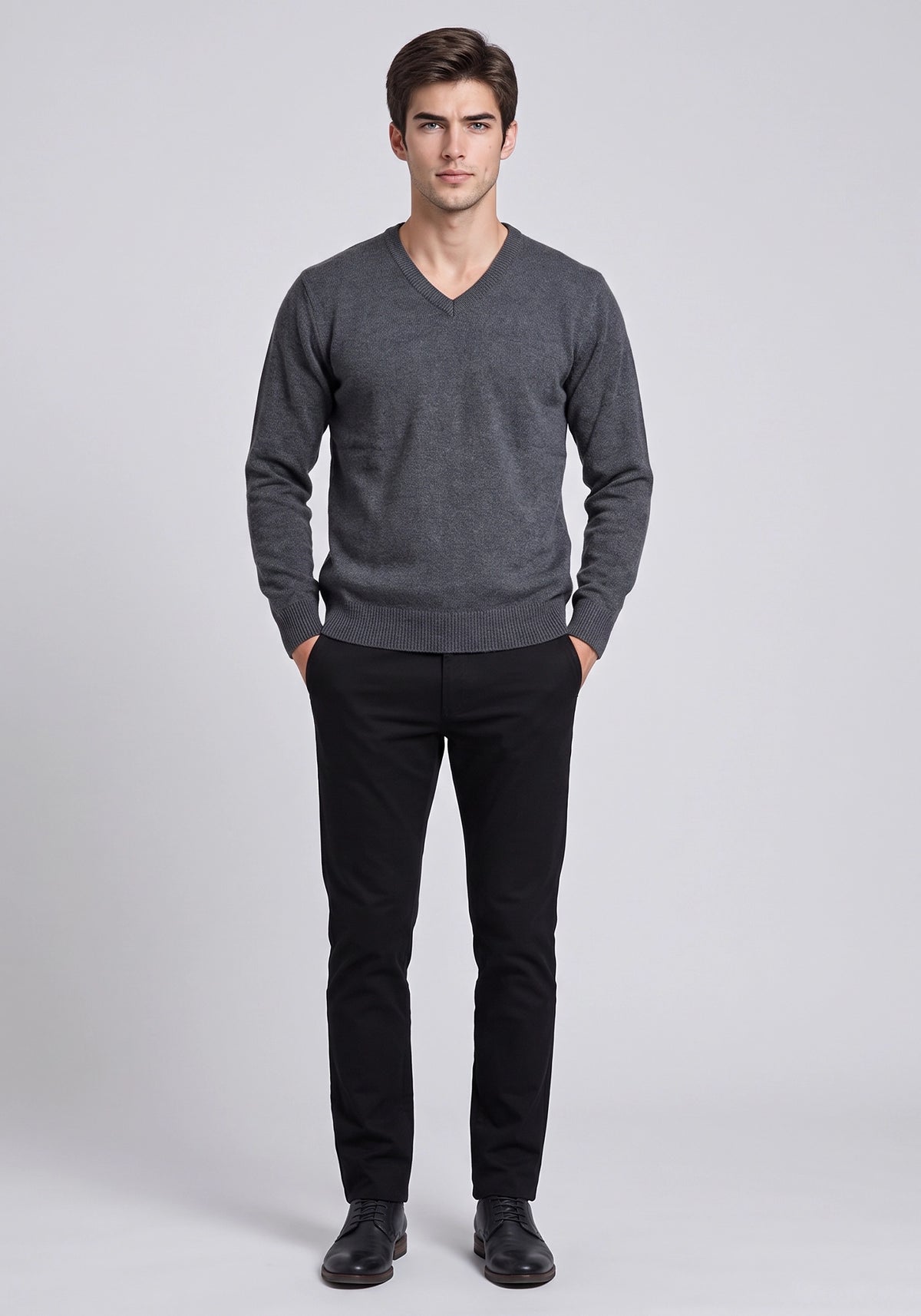 100% Lambswool New Charcoal Plain Pullover