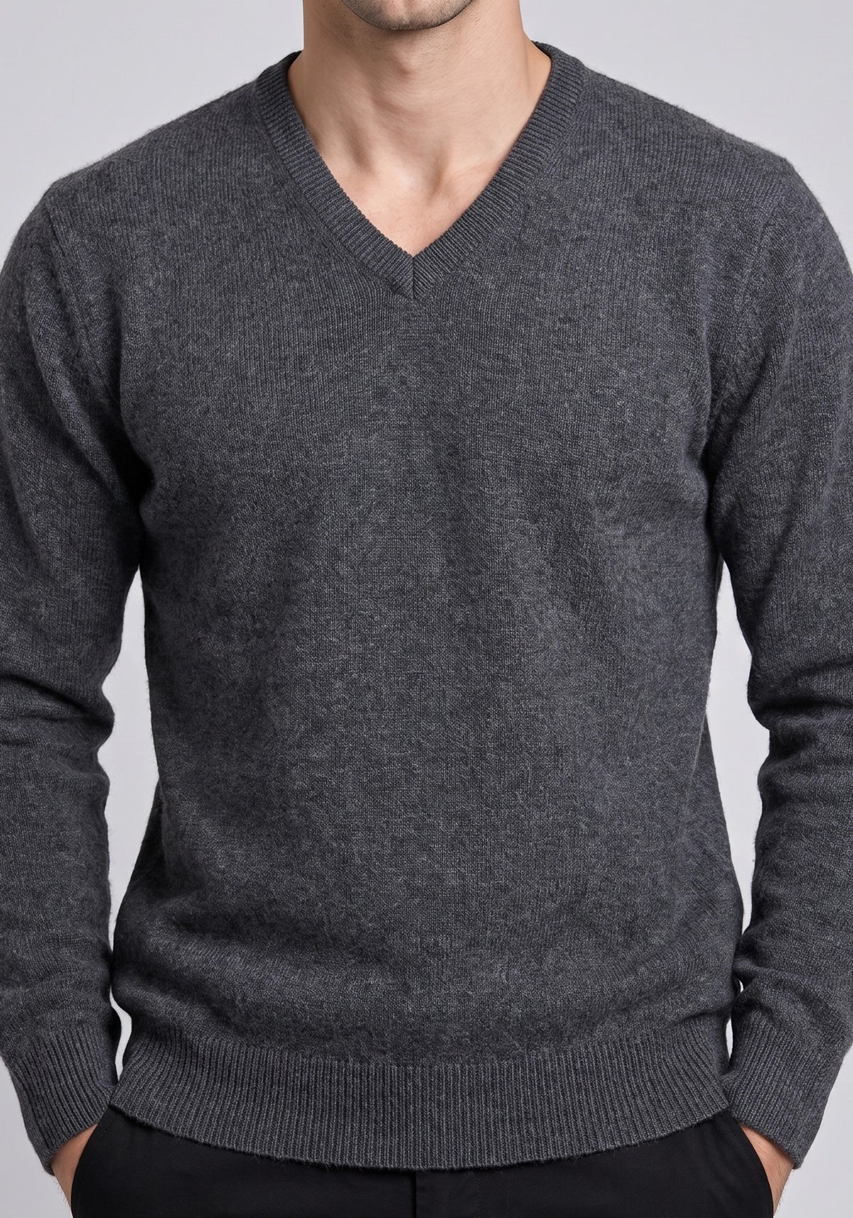 100% Lambswool New Charcoal Plain Pullover