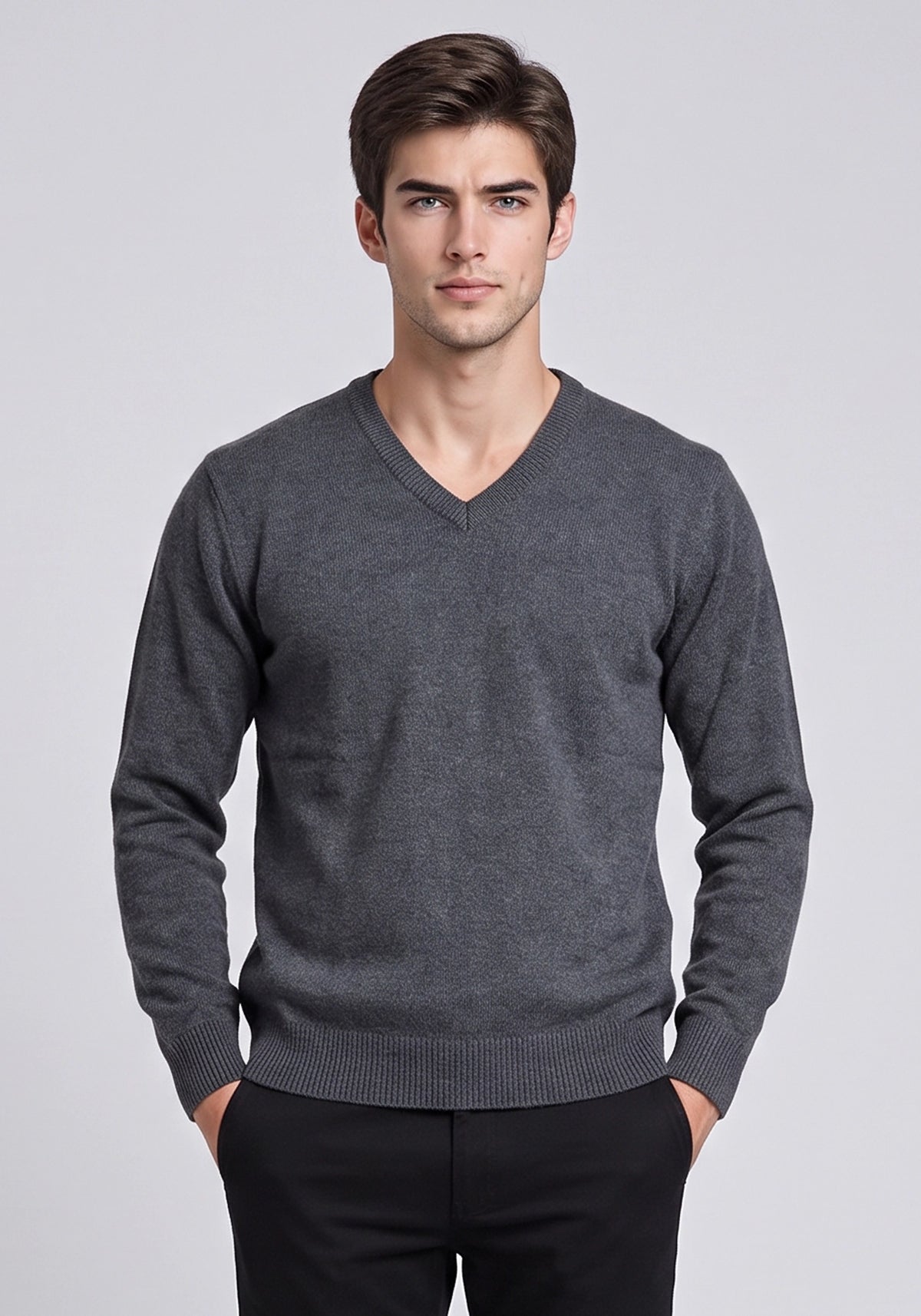 100% Lambswool New Charcoal Plain Pullover