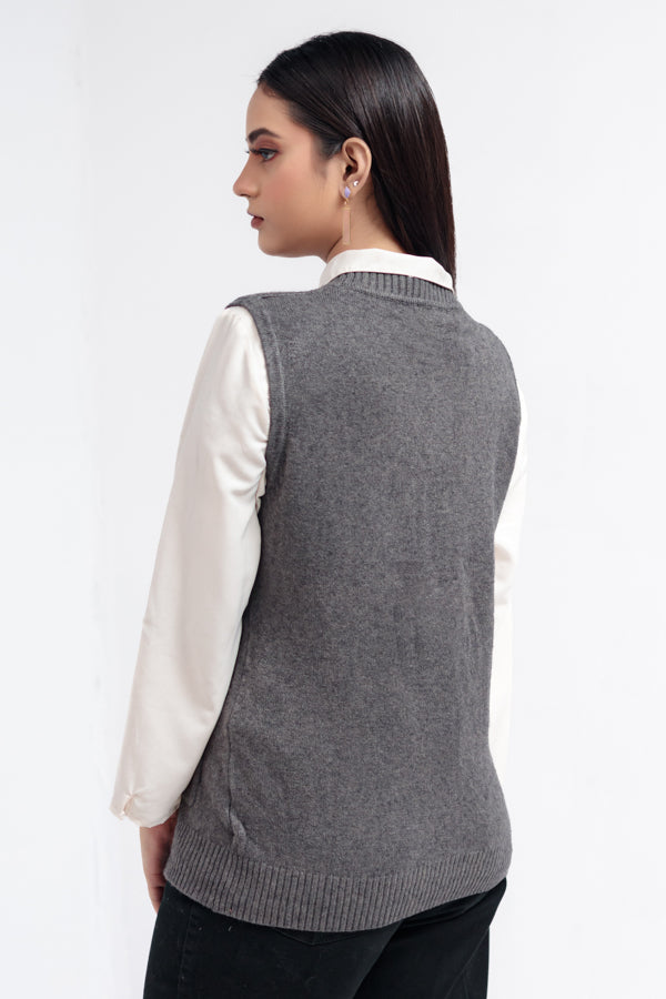 Acrylic Wool Sleeve Less Cardigan