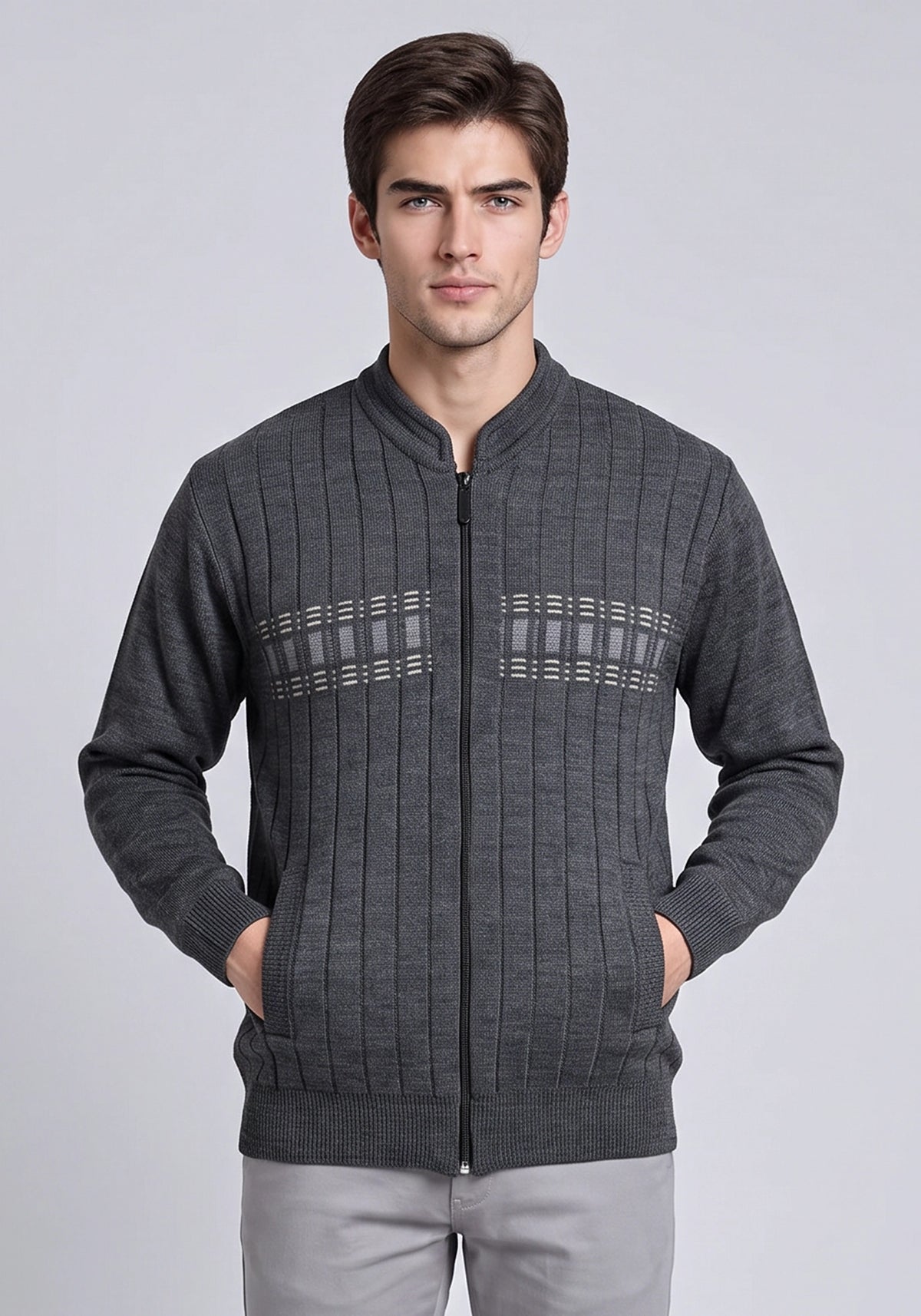 Wool Blend Charcoal Zipper