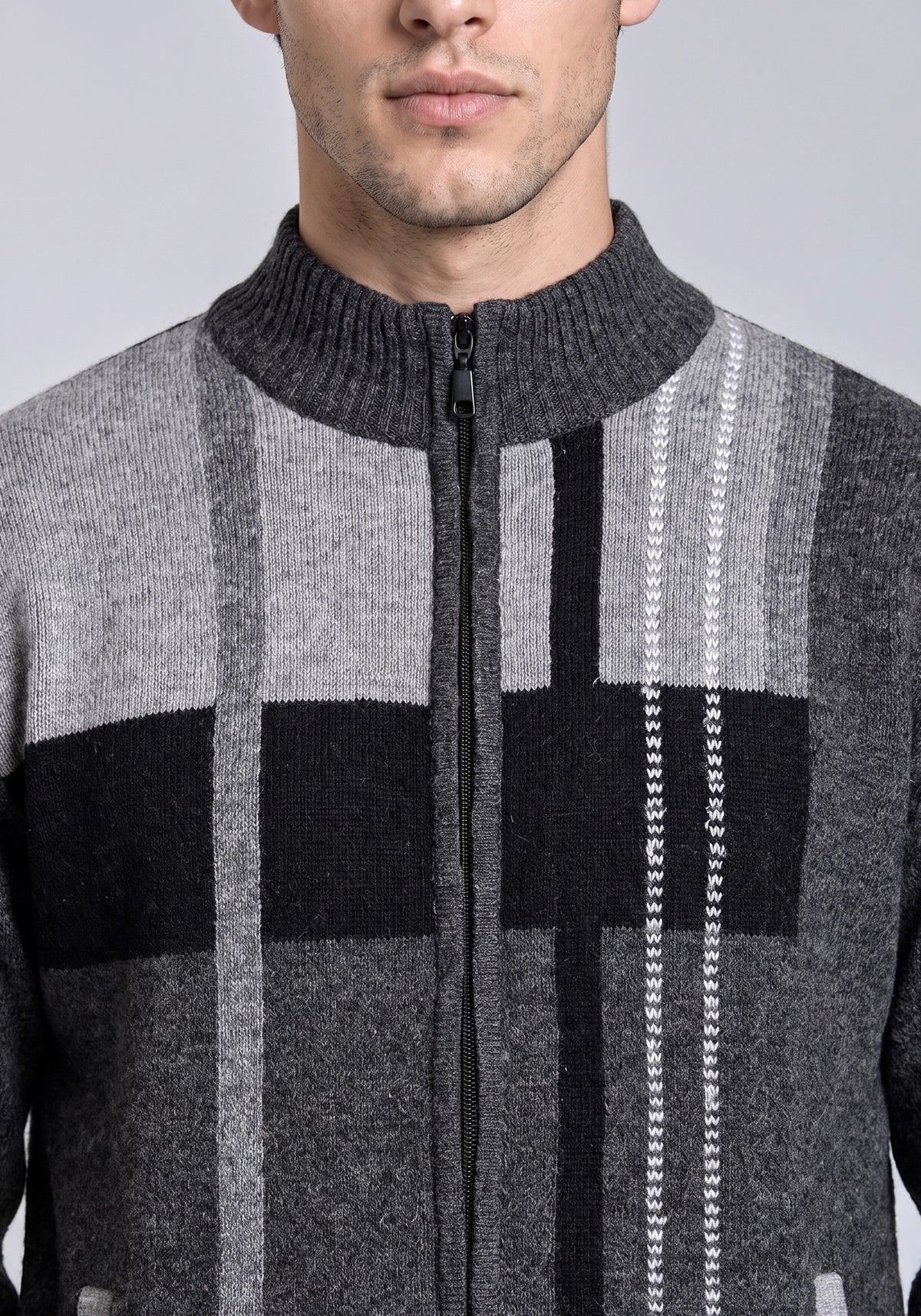 100% Lambswool Charcoal Zipper
