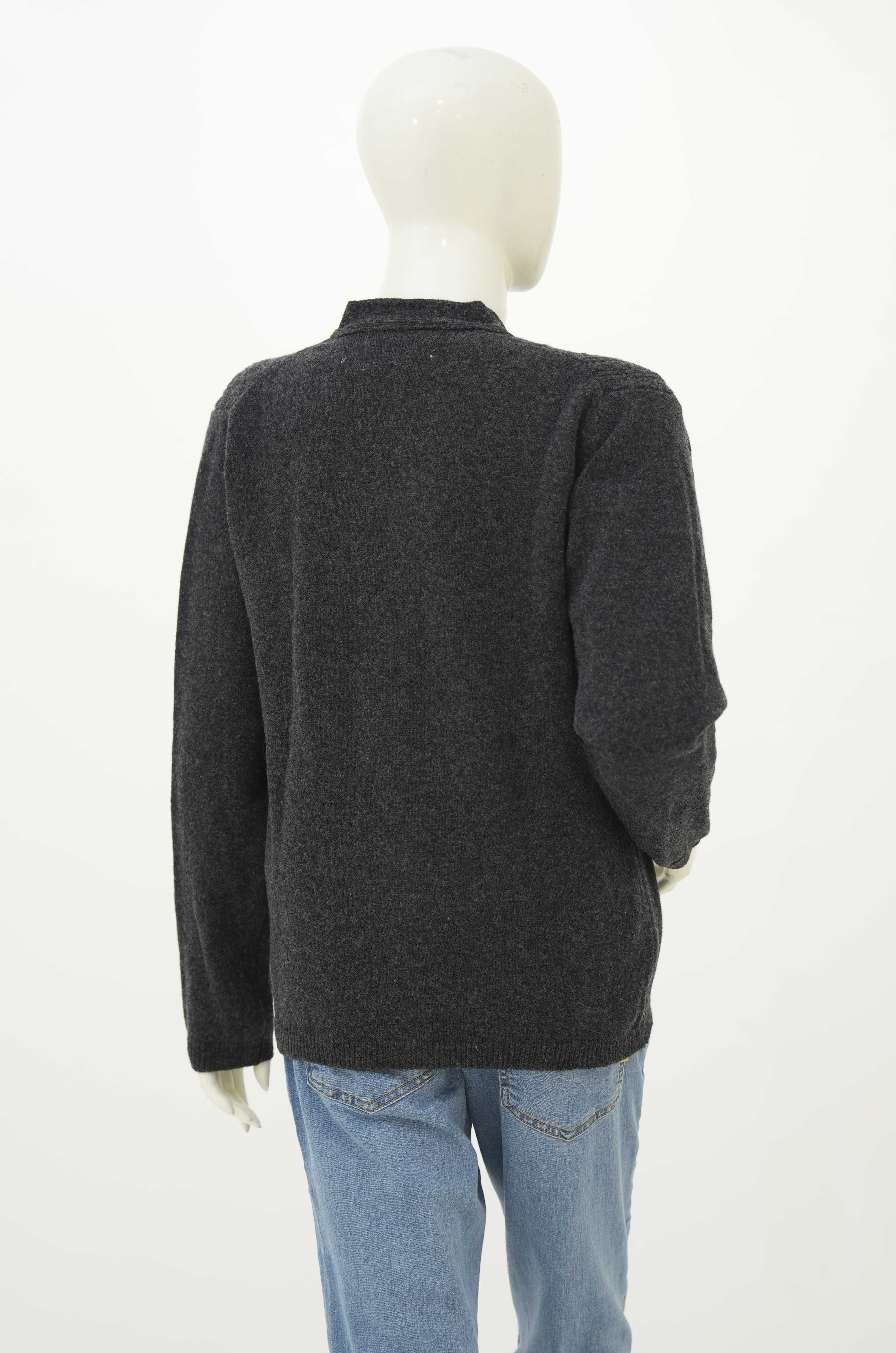 100% Lambswool Cardigan Charcoal