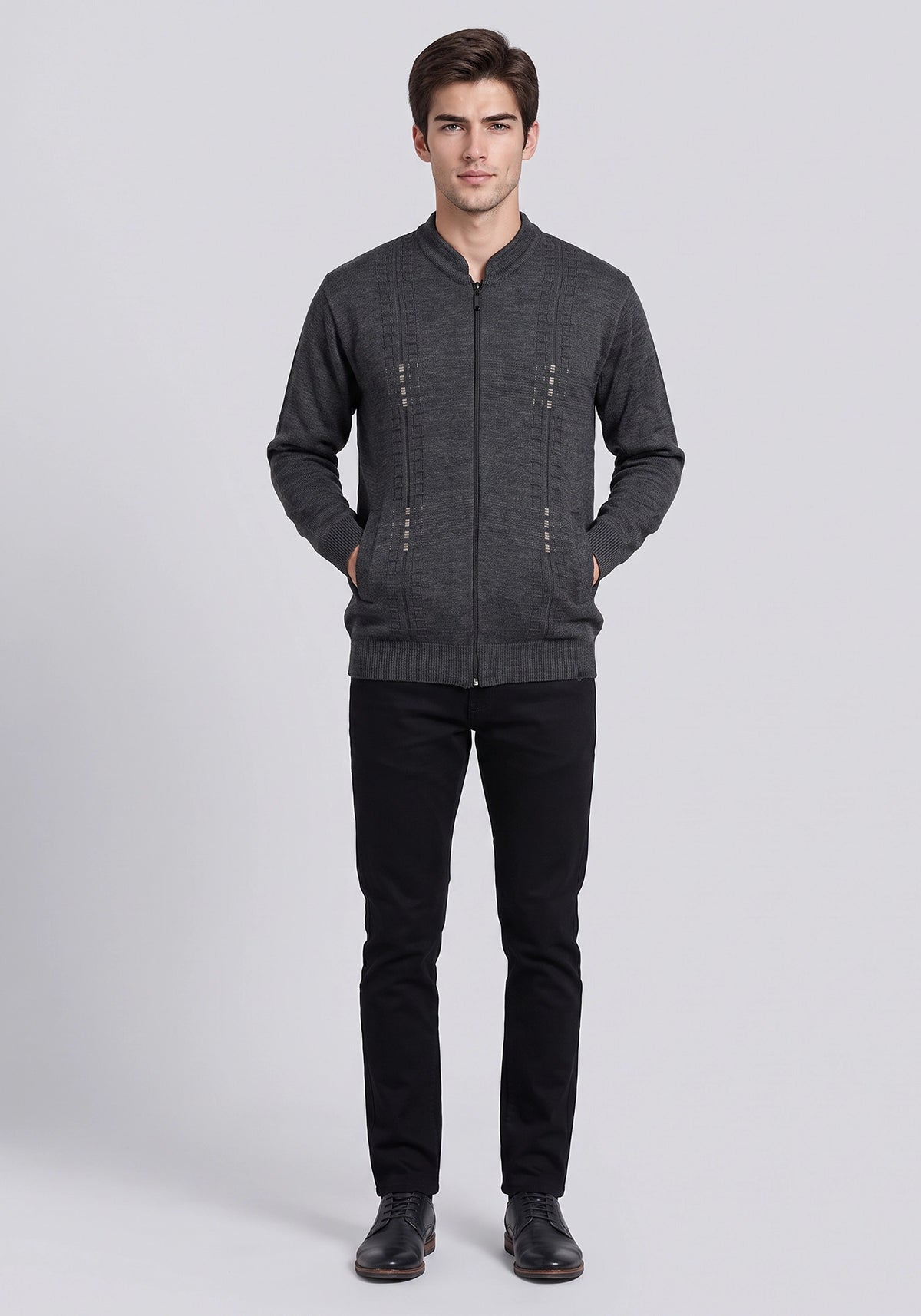 Wool Blend Charcoal Zipper