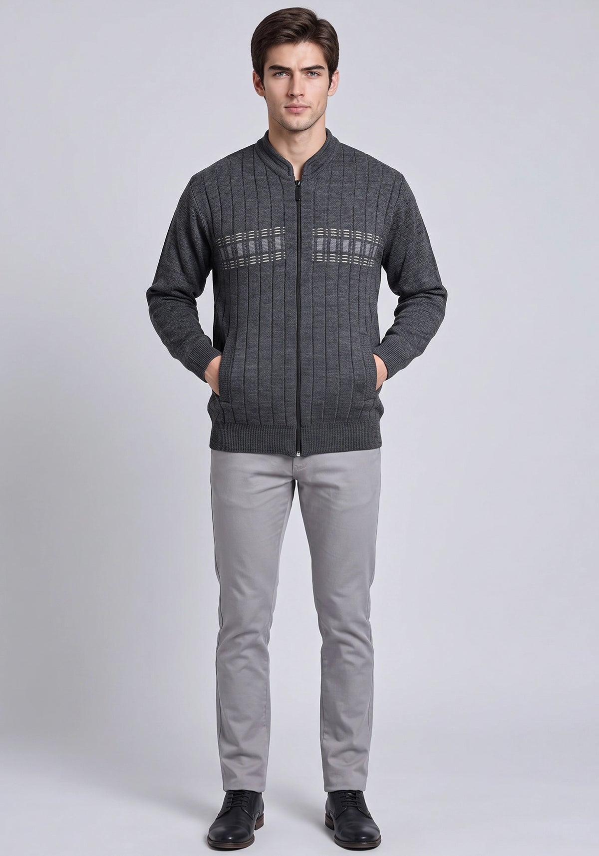 Wool Blend Charcoal Zipper