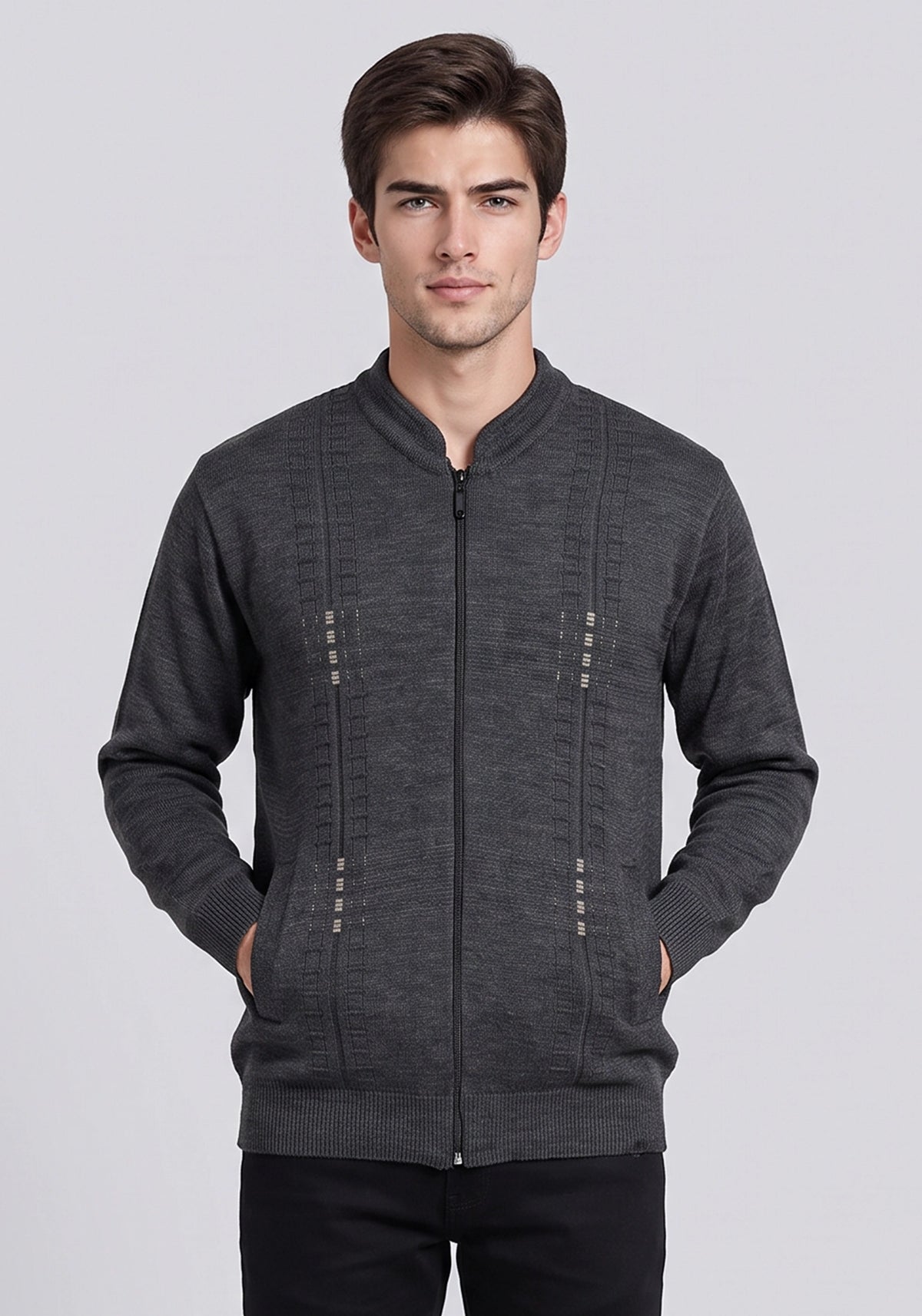 Wool Blend Charcoal Zipper