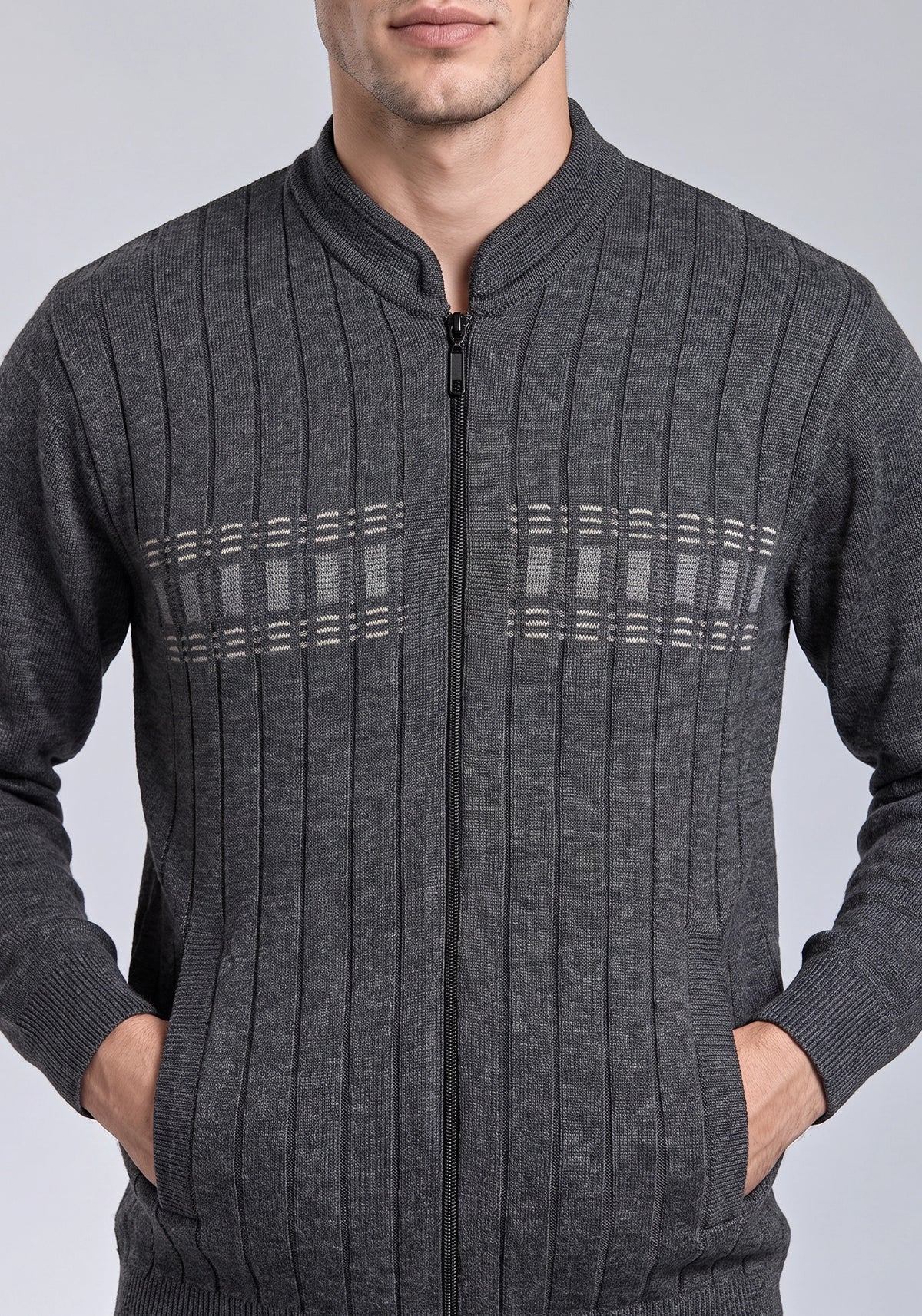 Wool Blend Charcoal Zipper