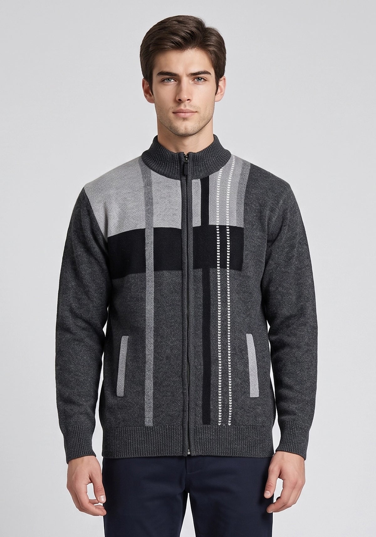100% Lambswool Charcoal Zipper