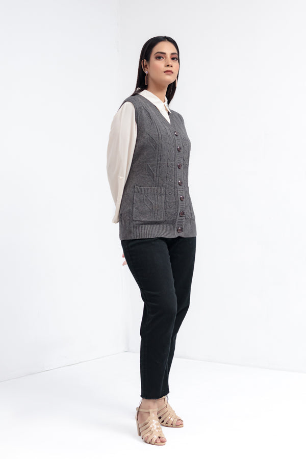Acrylic Wool Sleeve Less Cardigan