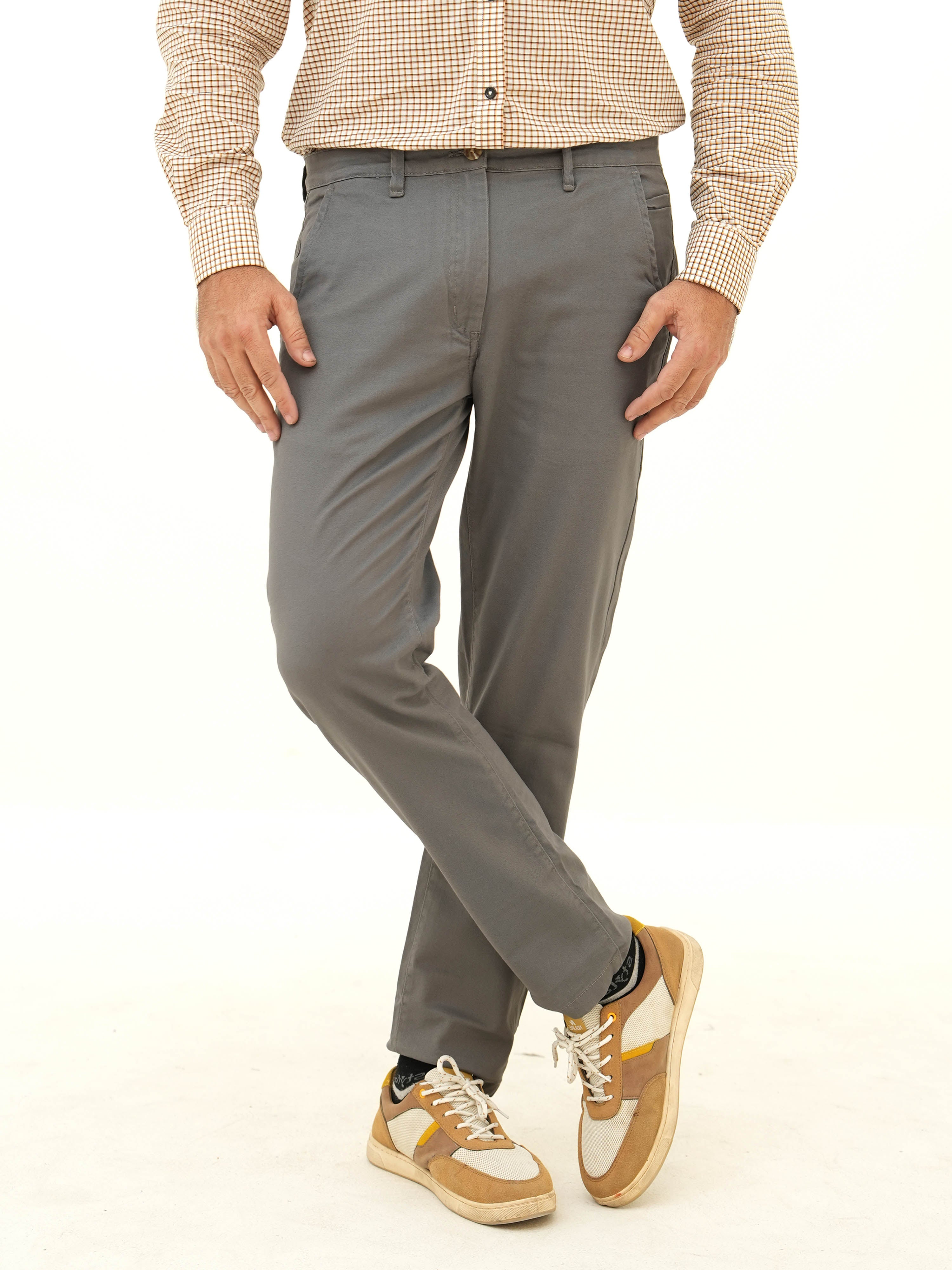 100% Cotton Camel Charcoal Chino