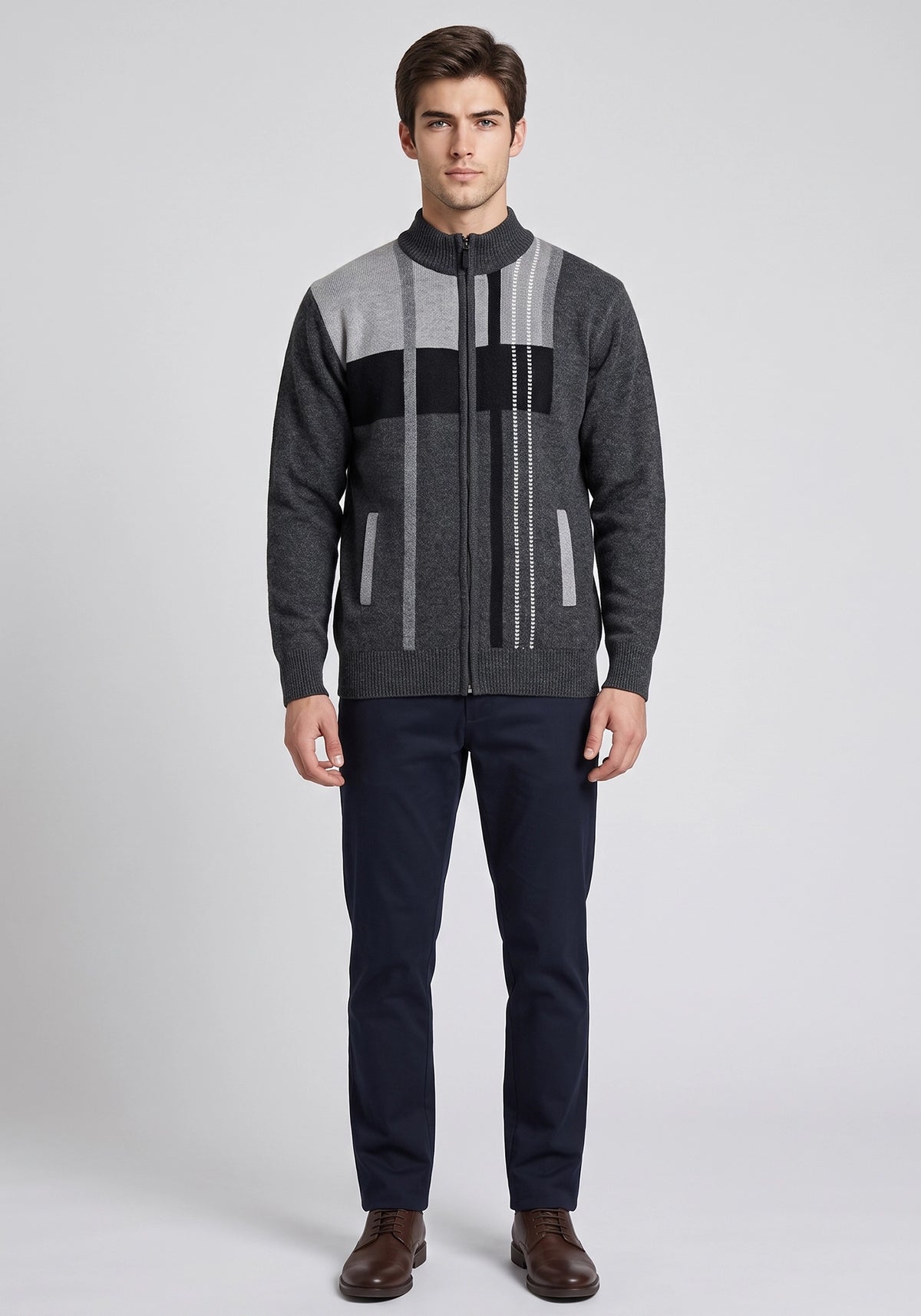100% Lambswool Charcoal Zipper