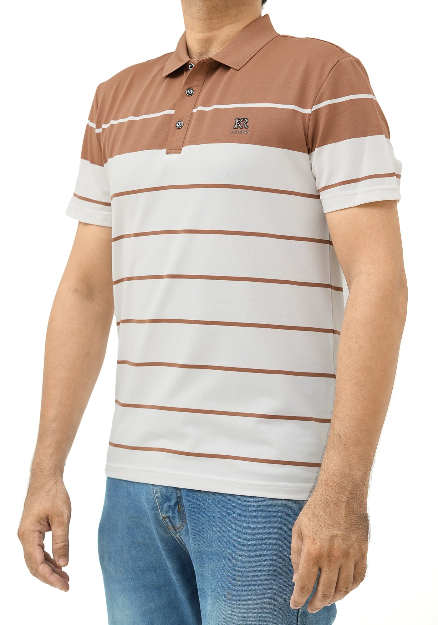 Polyester Fabric Stripe Design Polo