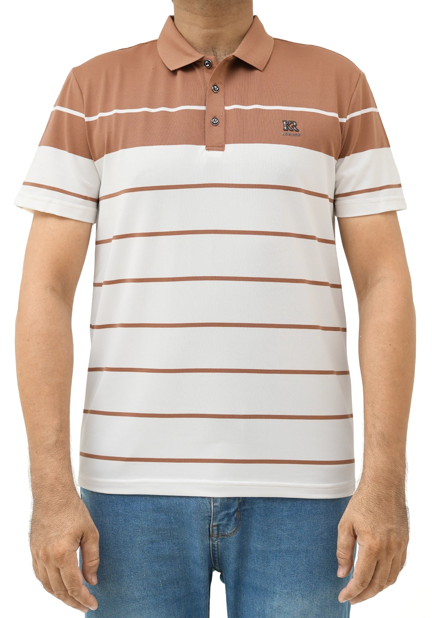 Polyester Fabric Stripe Design Polo