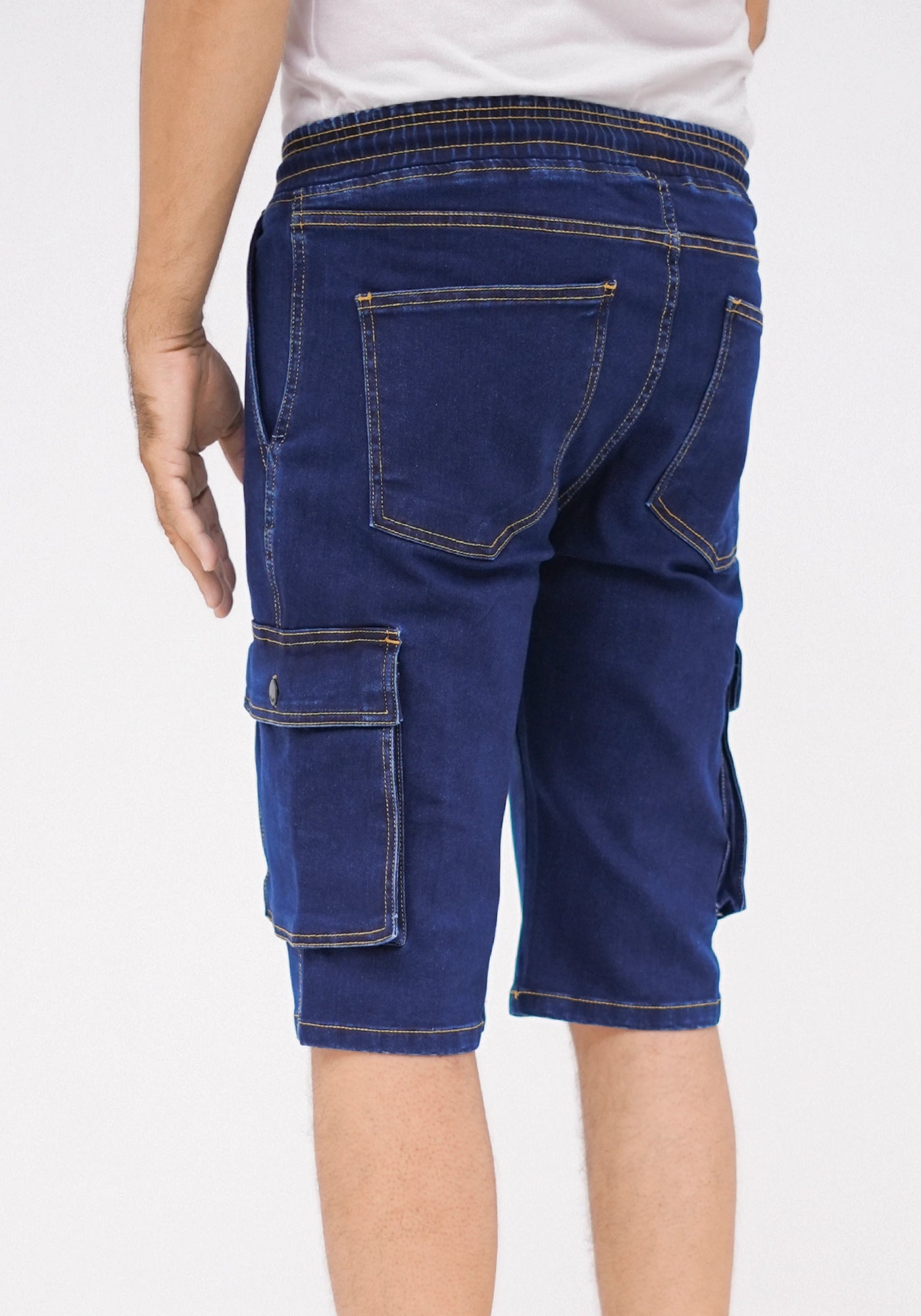 Men Dark Blue Cargo Shorts