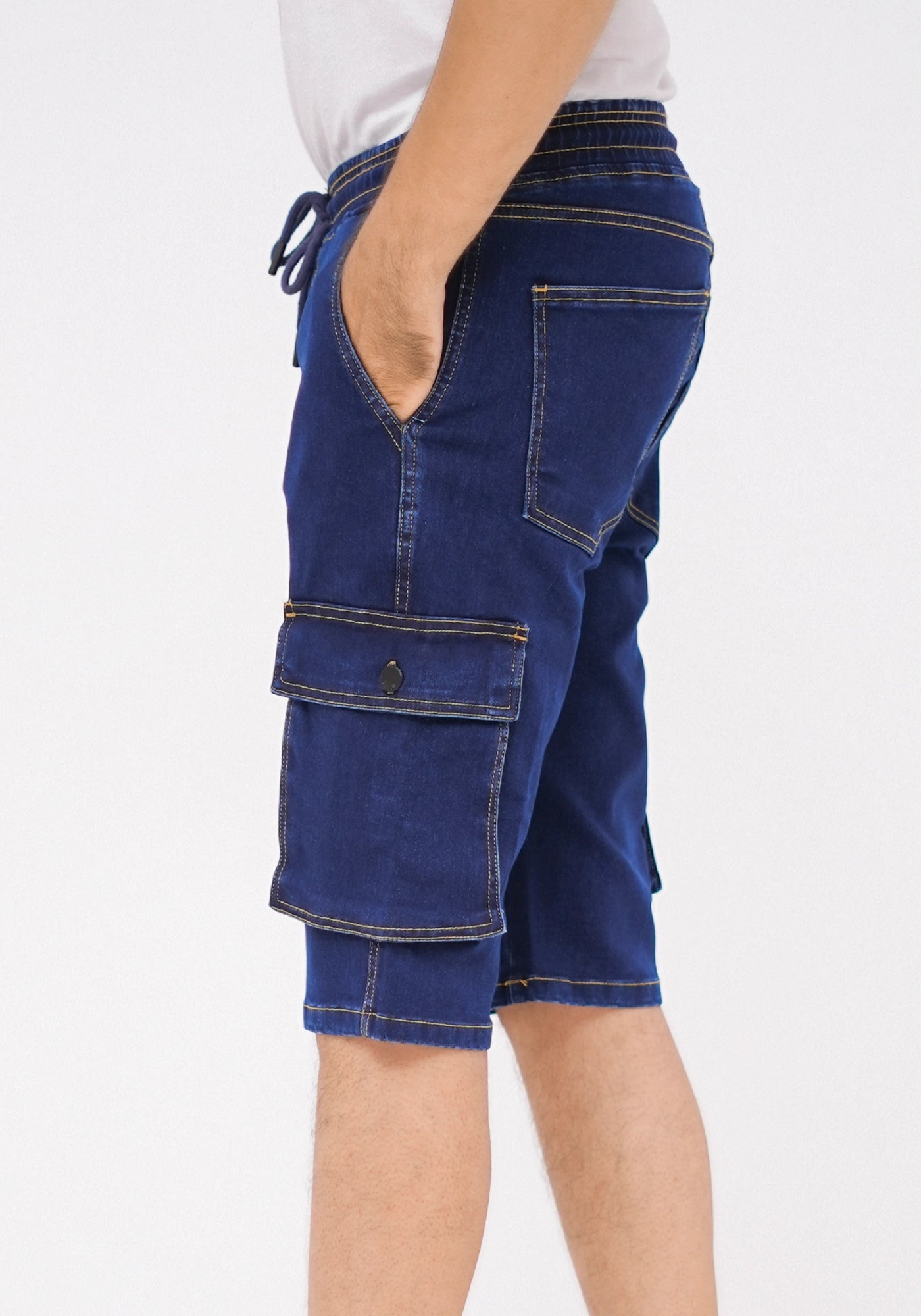 Men Dark Blue Cargo Shorts