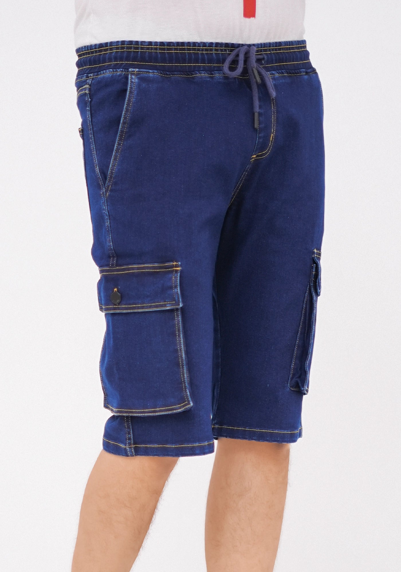 Men Dark Blue Cargo Shorts