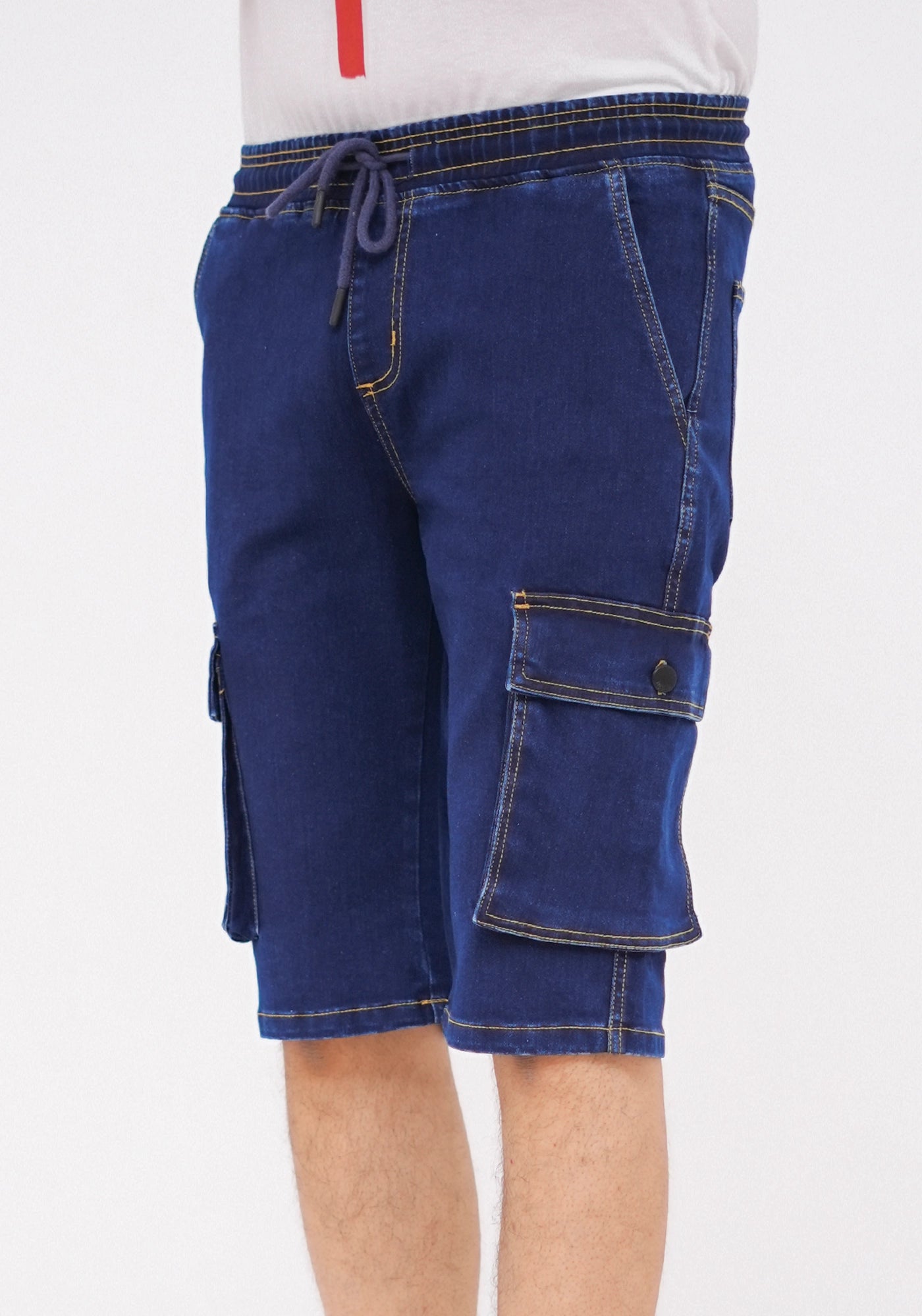 Men Dark Blue Cargo Shorts