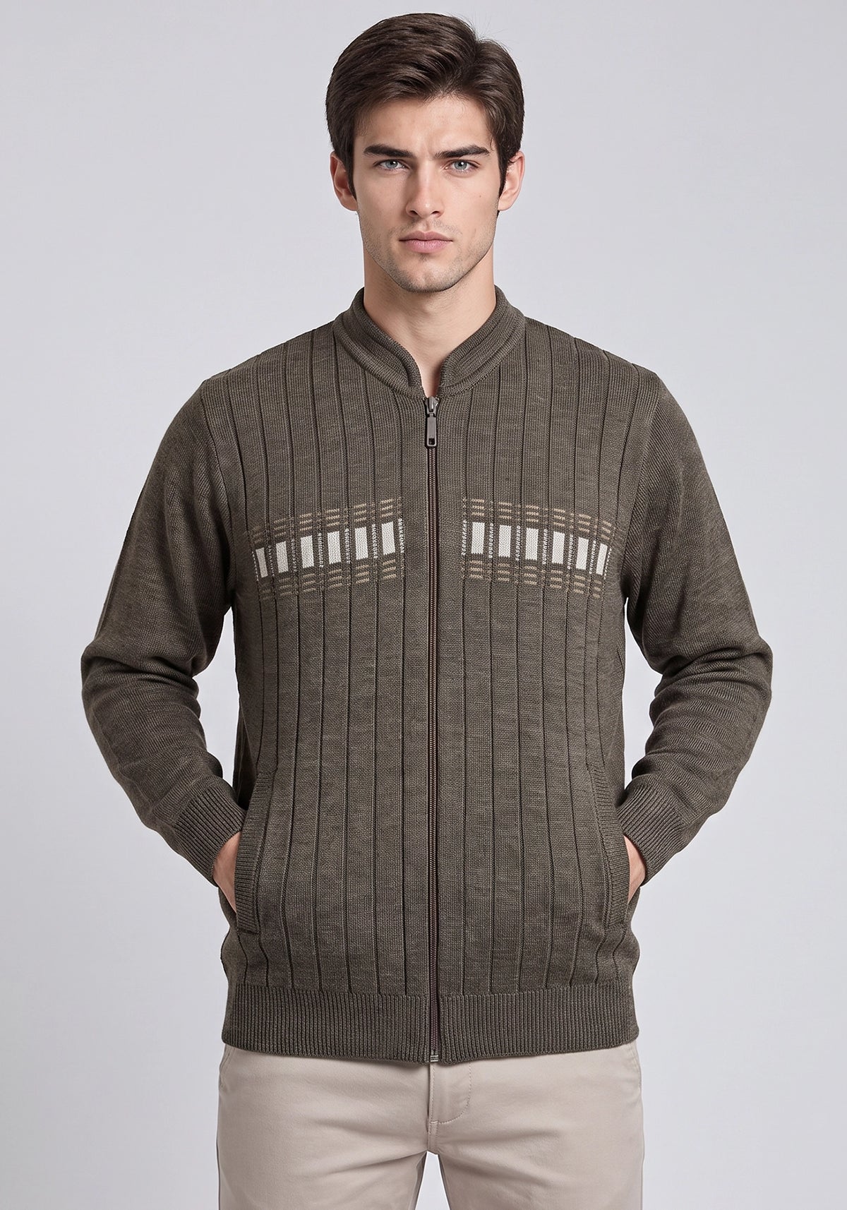 Wool Blend D Brown Zipper