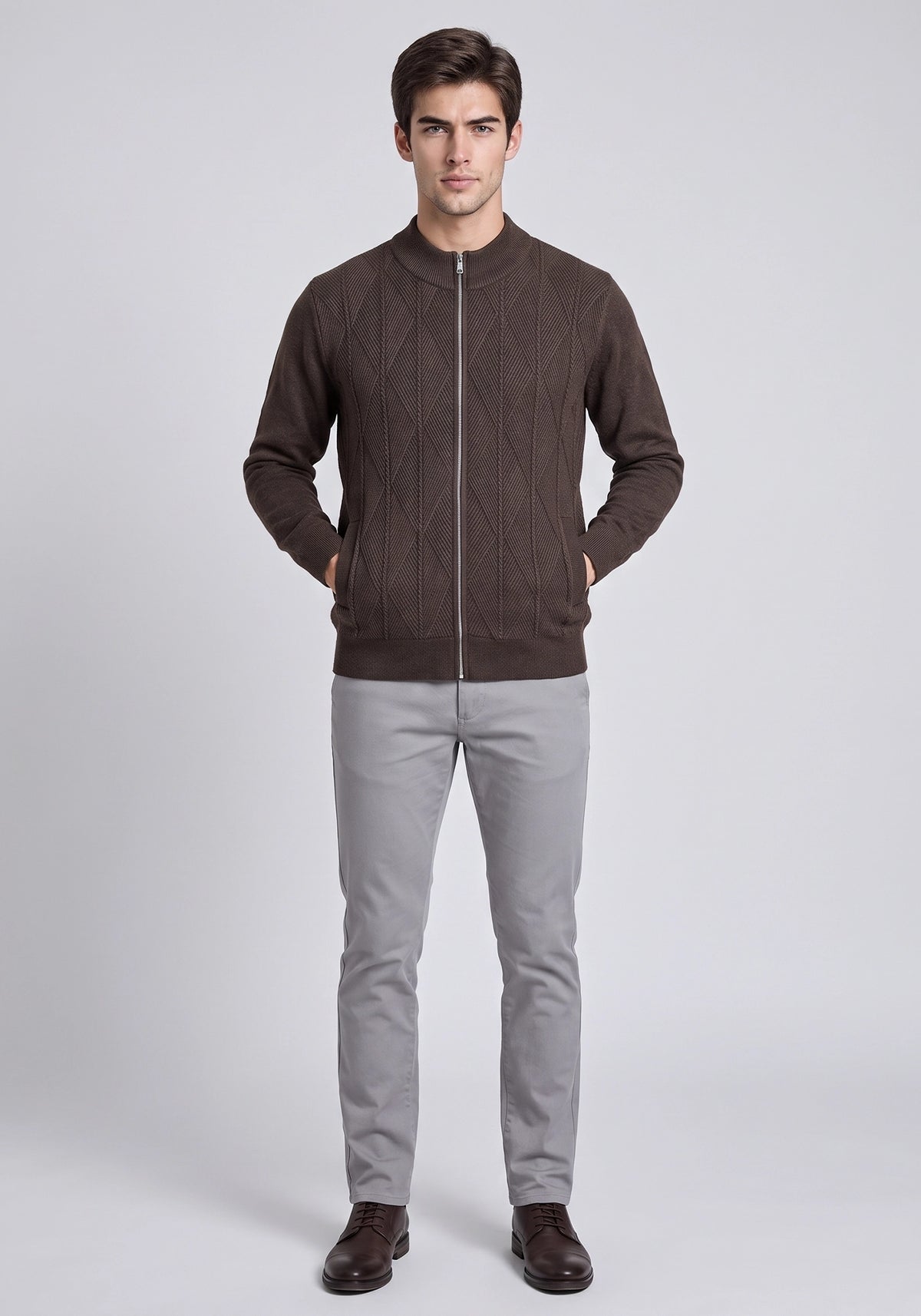 Soft Acrylic Wool D Brown Zipper