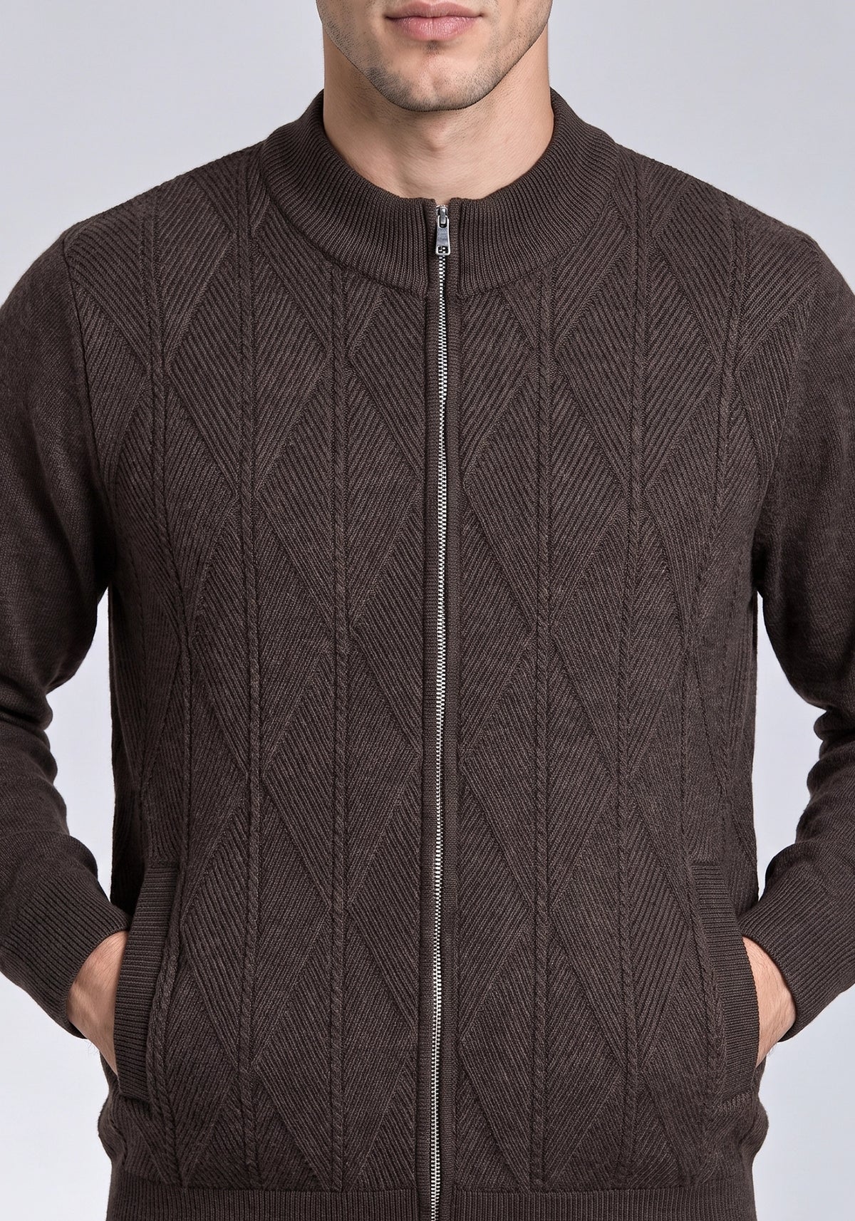 Soft Acrylic Wool D Brown Zipper