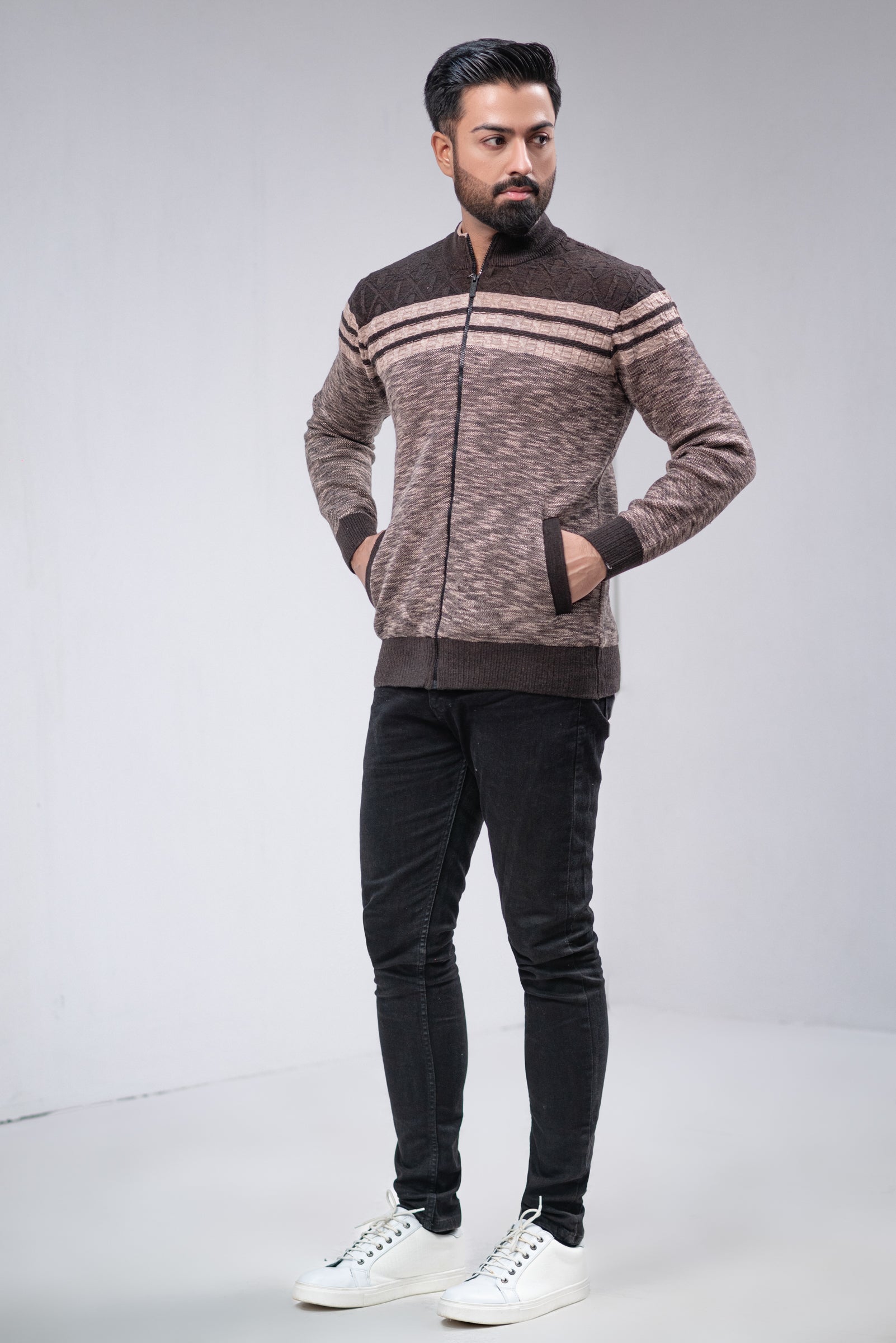 Soft Acrylic Wool Zipper Sweater