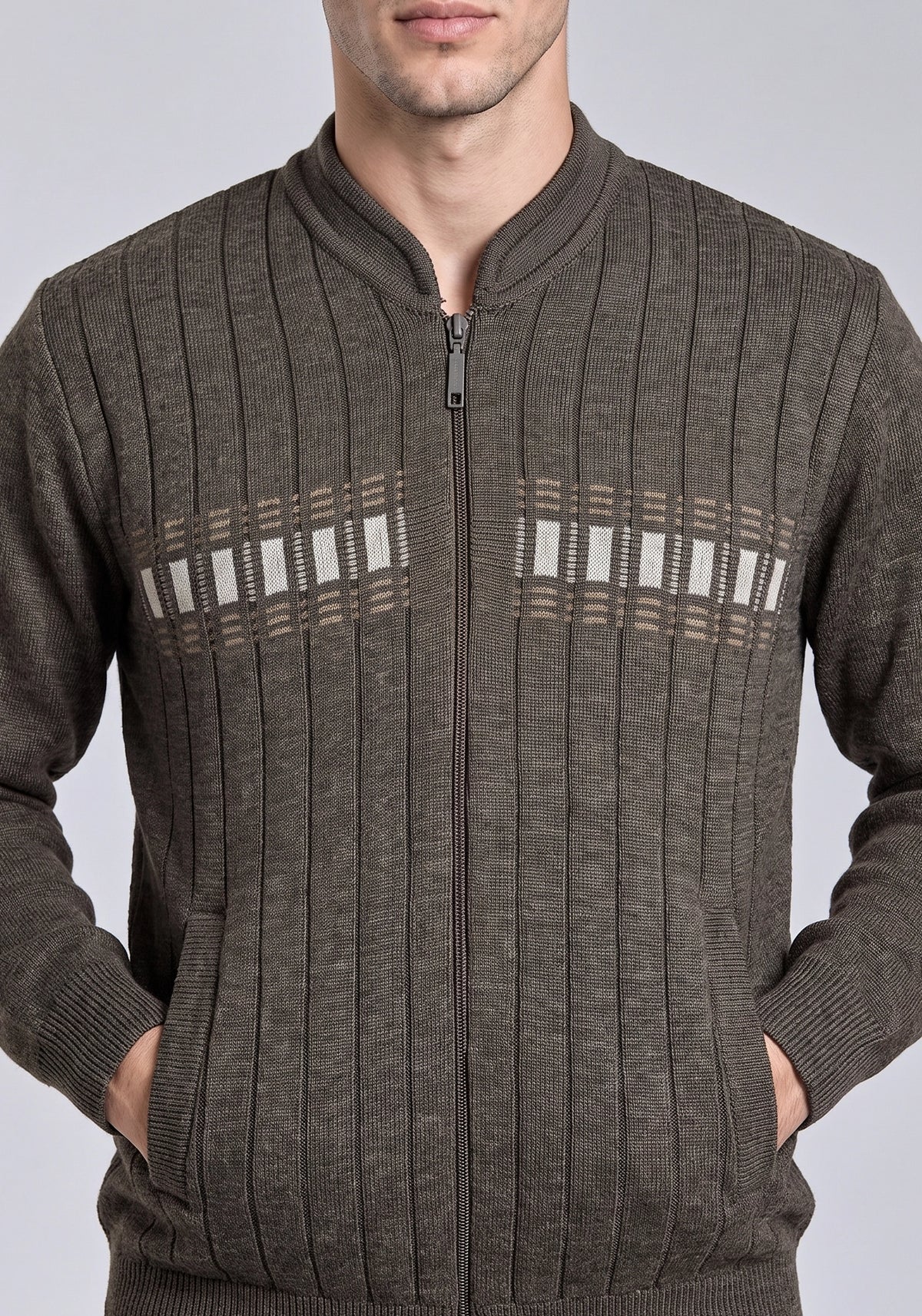 Wool Blend D Brown Zipper