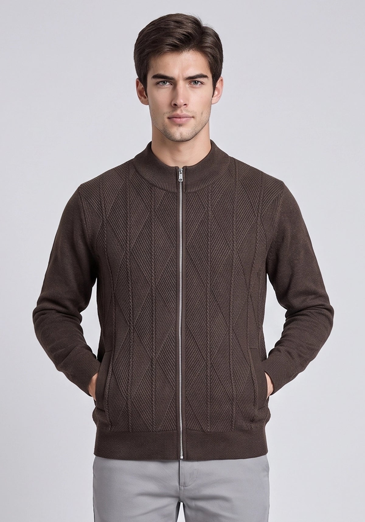Soft Acrylic Wool D Brown Zipper