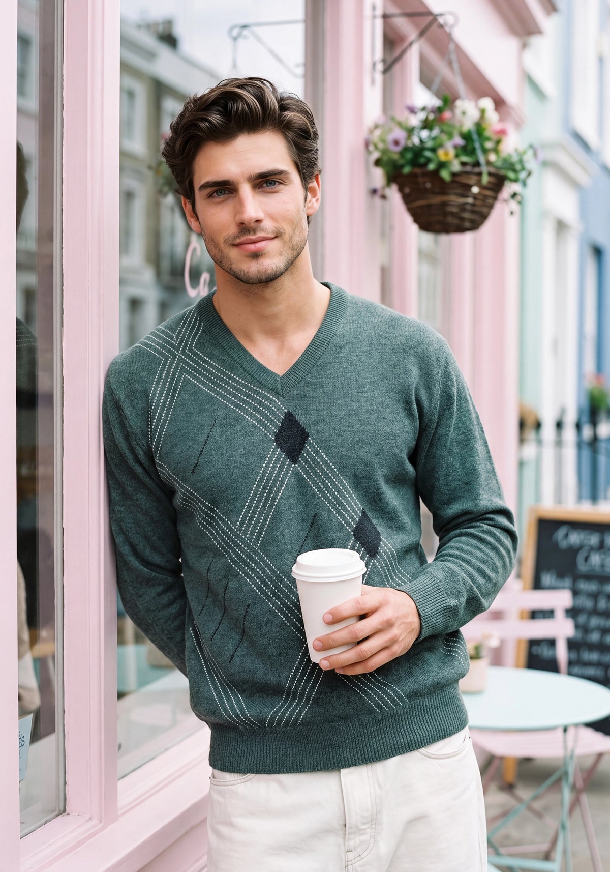 100% Lambswool Pine Forest Pullover