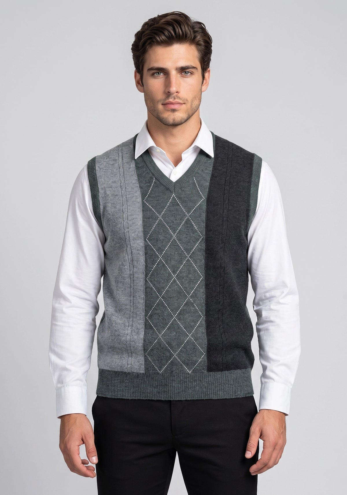100% Lambswool Pine Forest Green Sleeveless