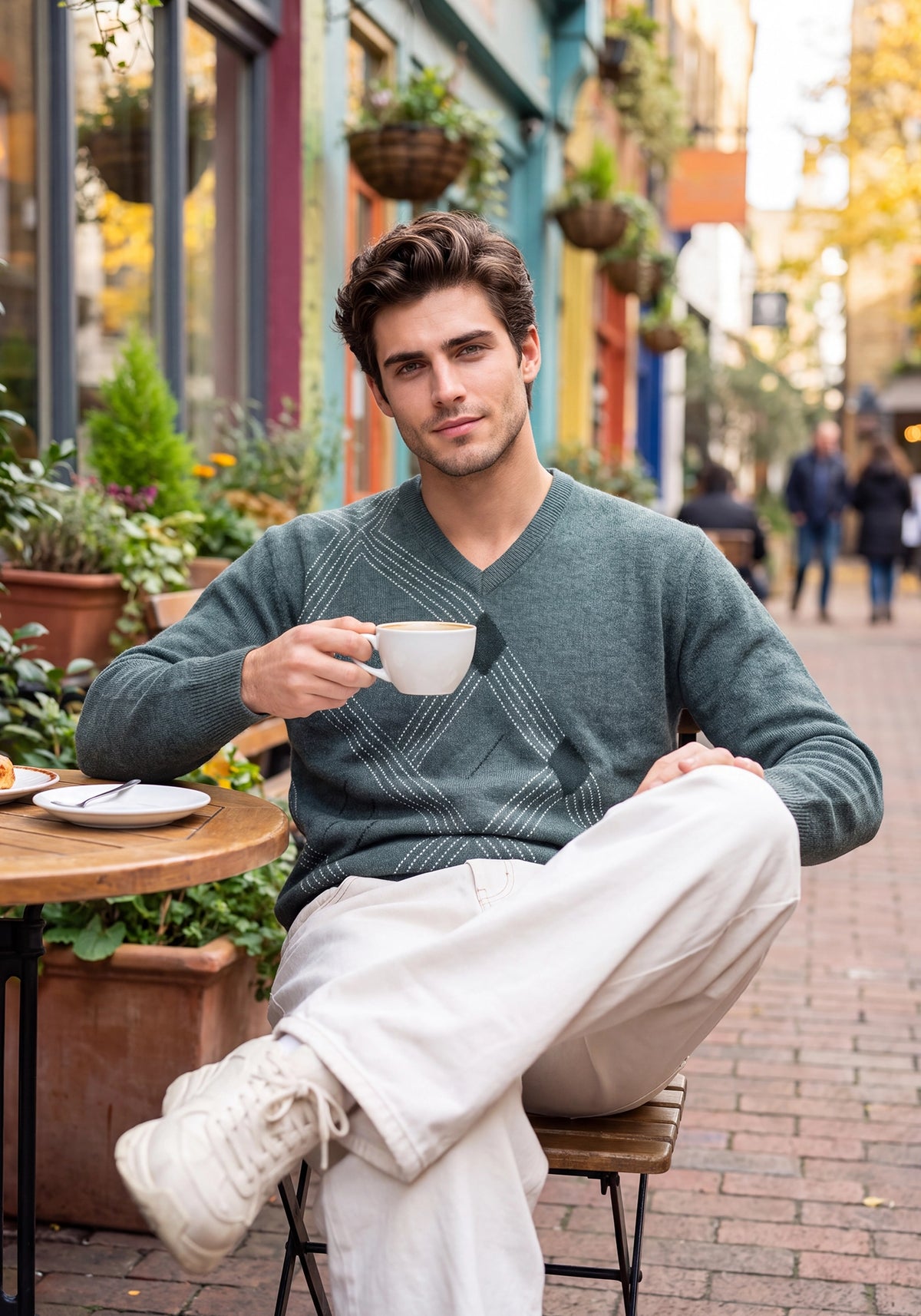 100% Lambswool Pine Forest Pullover