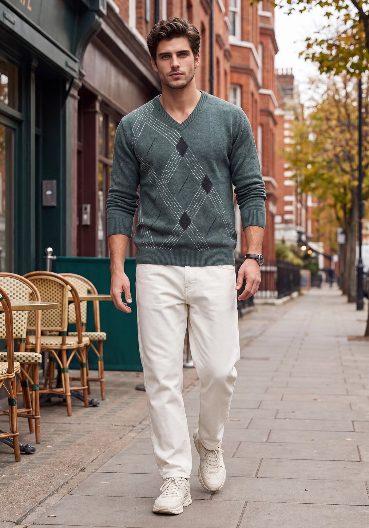 100% Lambswool Pine Forest Pullover