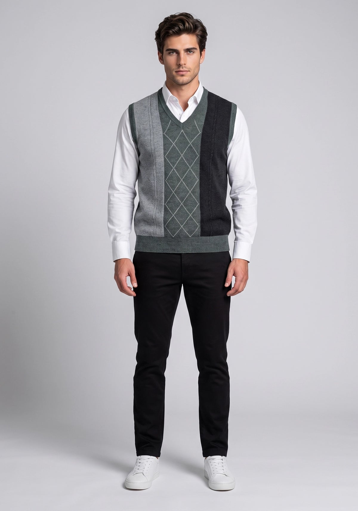 100% Lambswool Pine Forest Green Sleeveless