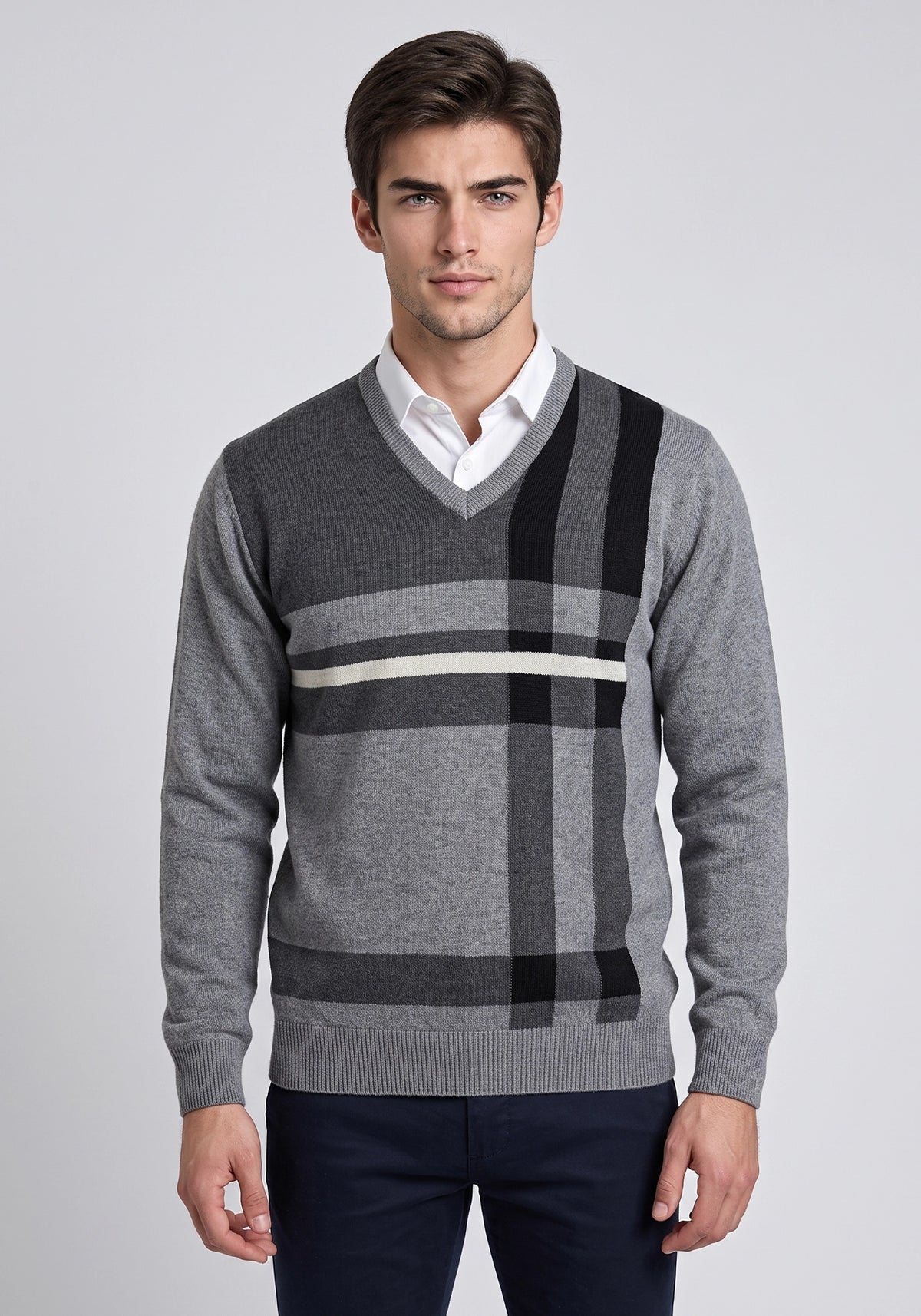 100% Lambswool DK Grey Pullover