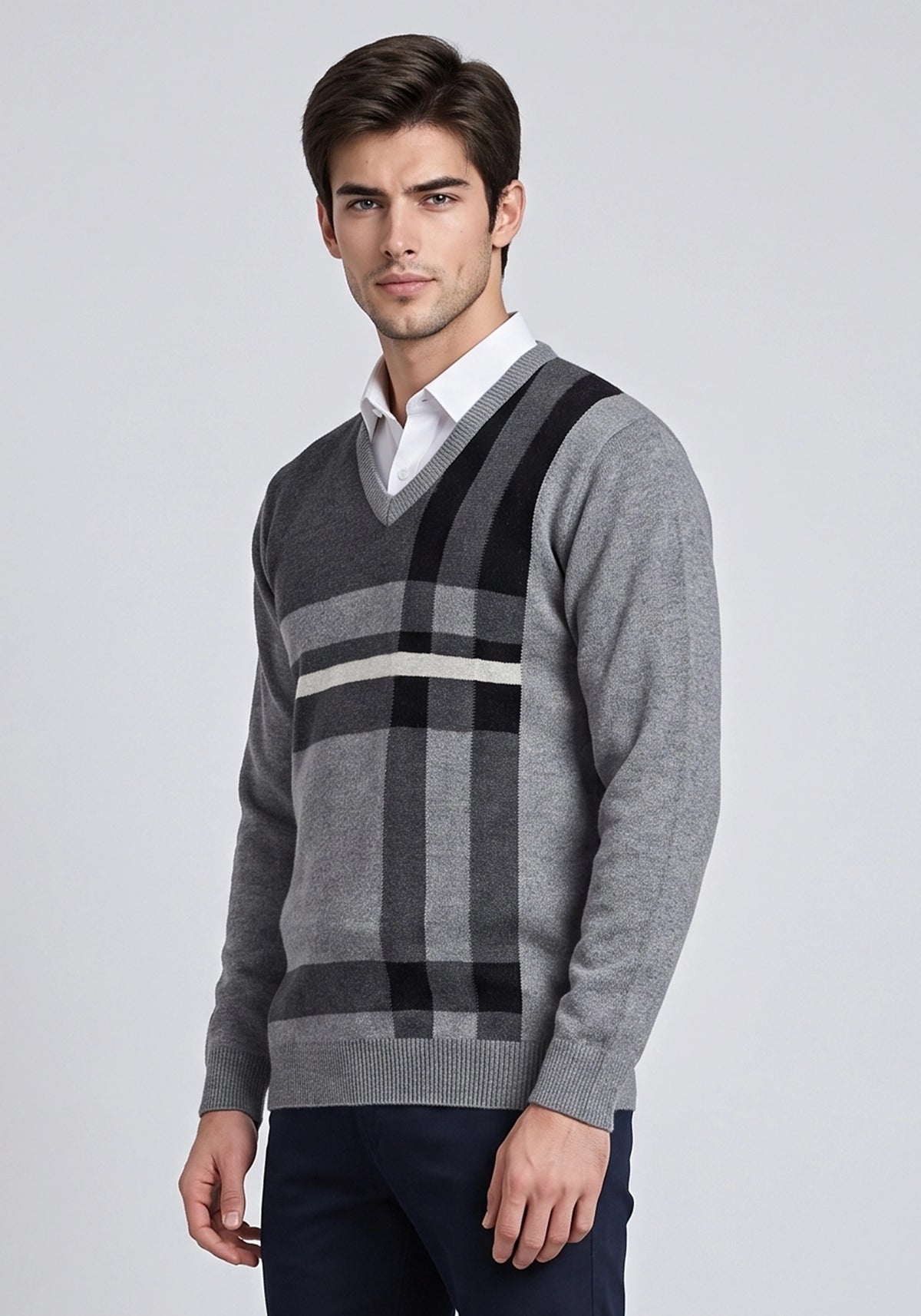 100% Lambswool DK Grey Pullover